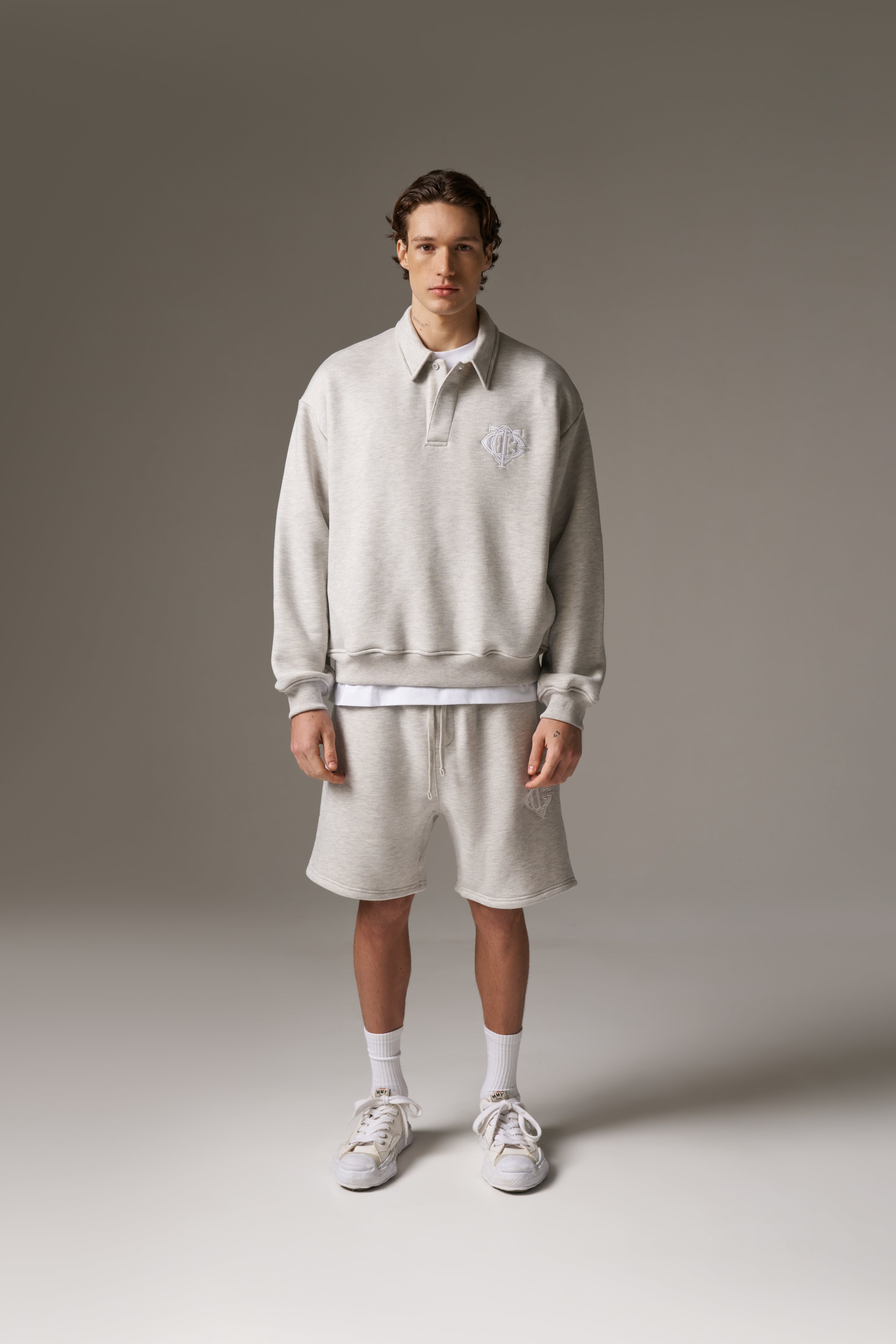 HEAVYWEIGHT MONOGRAM POLO - GREY MARL