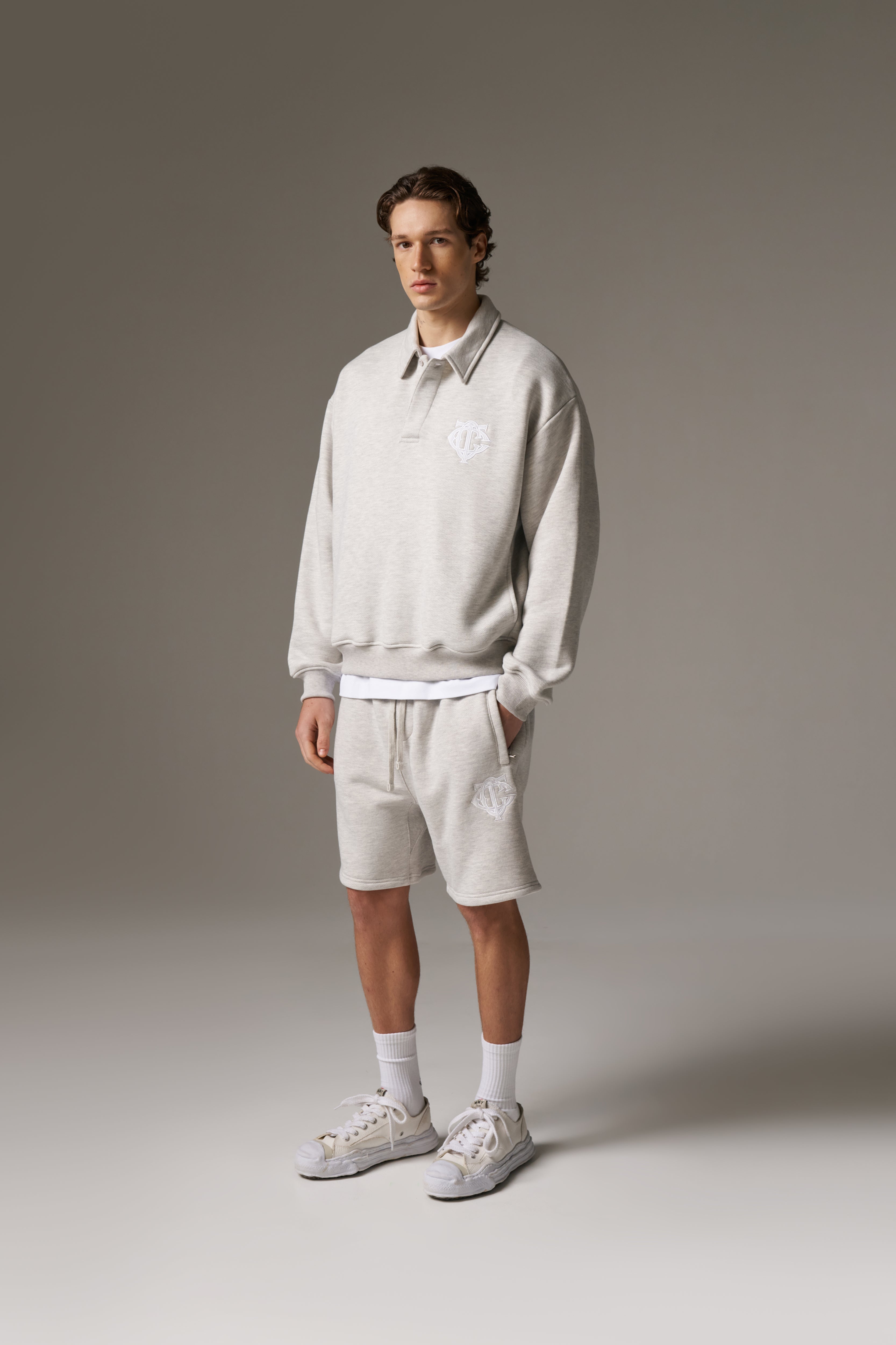HEAVYWEIGHT MONOGRAM POLO - GREY MARL