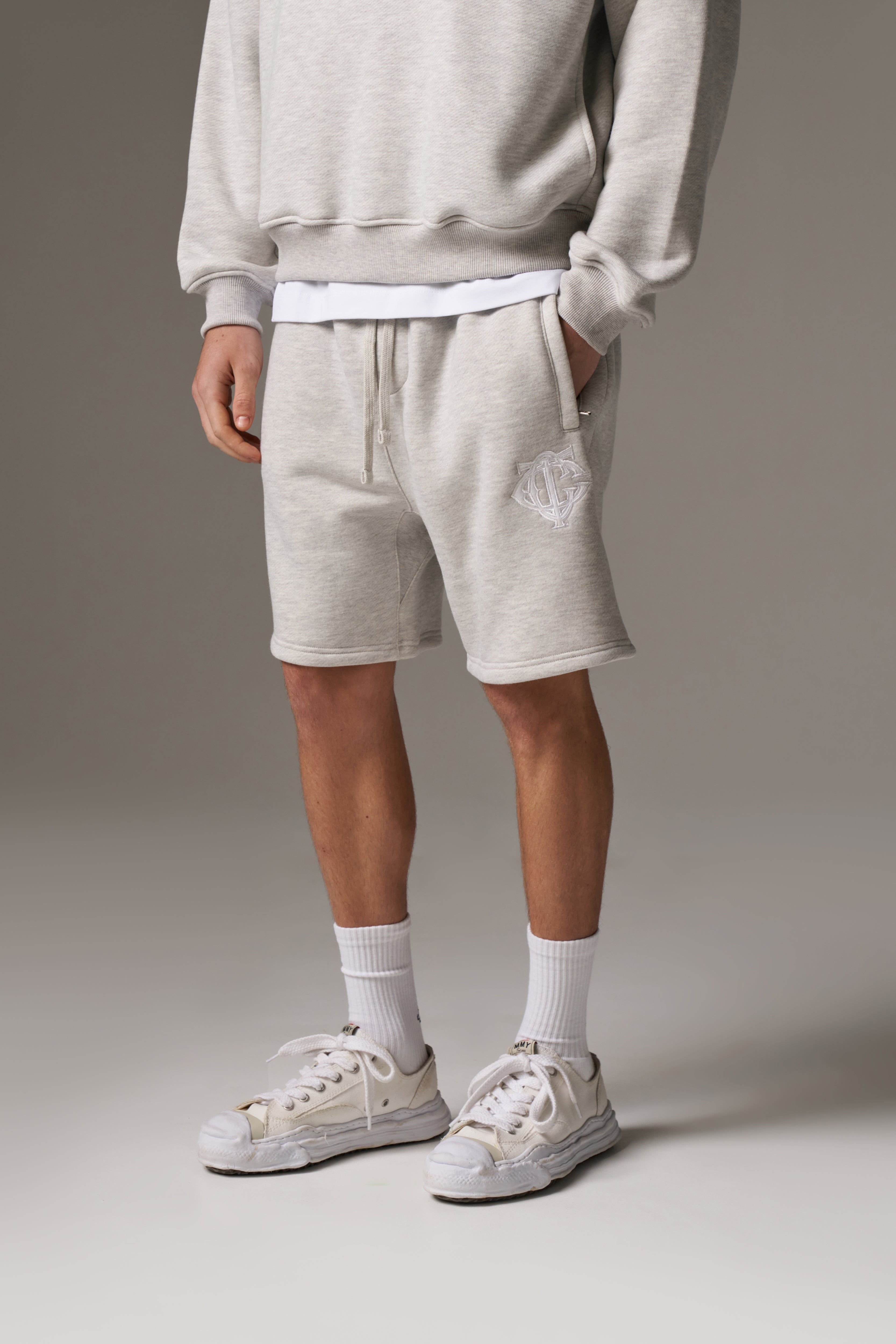 HEAVYWEIGHT MONOGRAM SHORTS - GREY MARL
