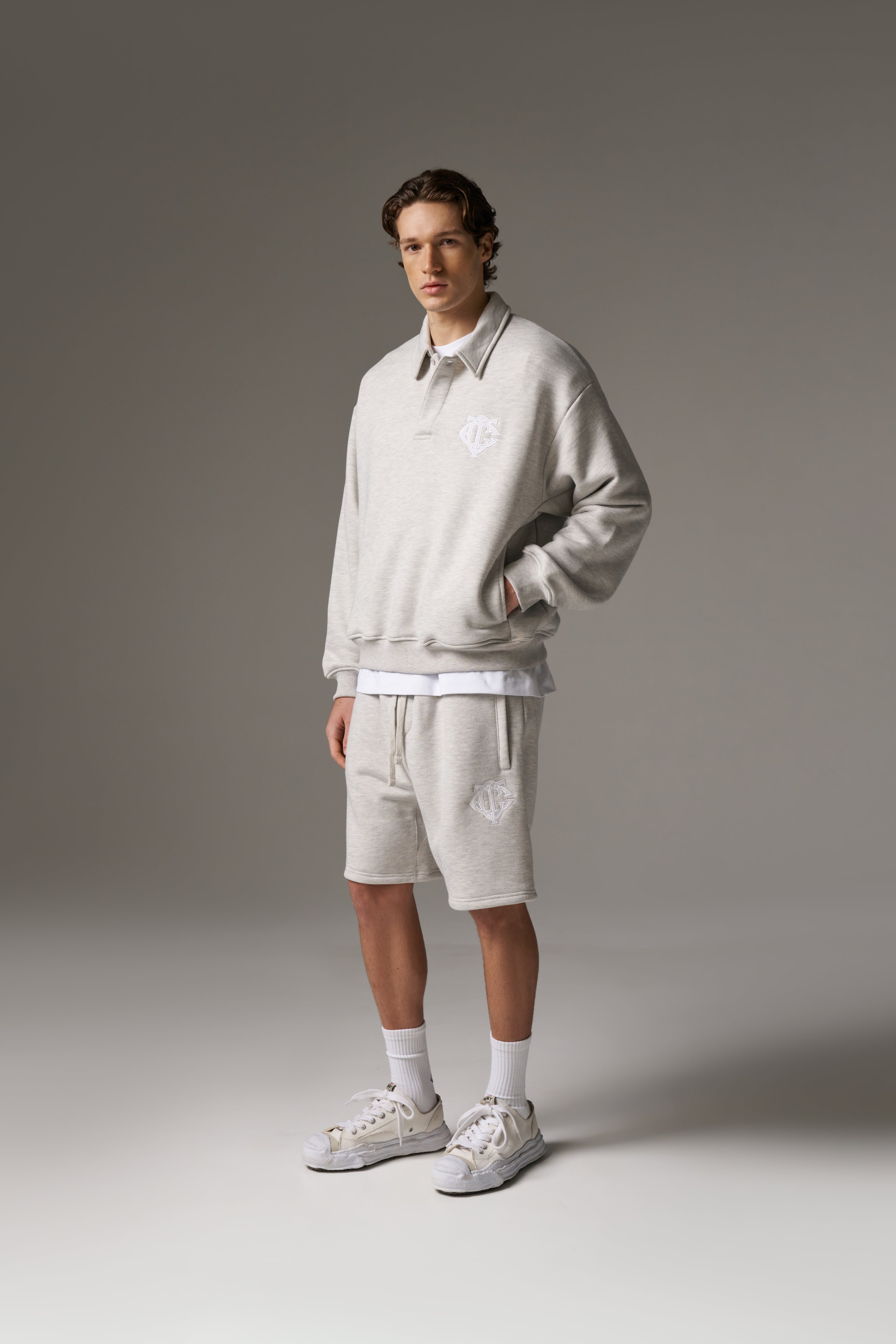 HEAVYWEIGHT MONOGRAM SHORTS - GREY MARL