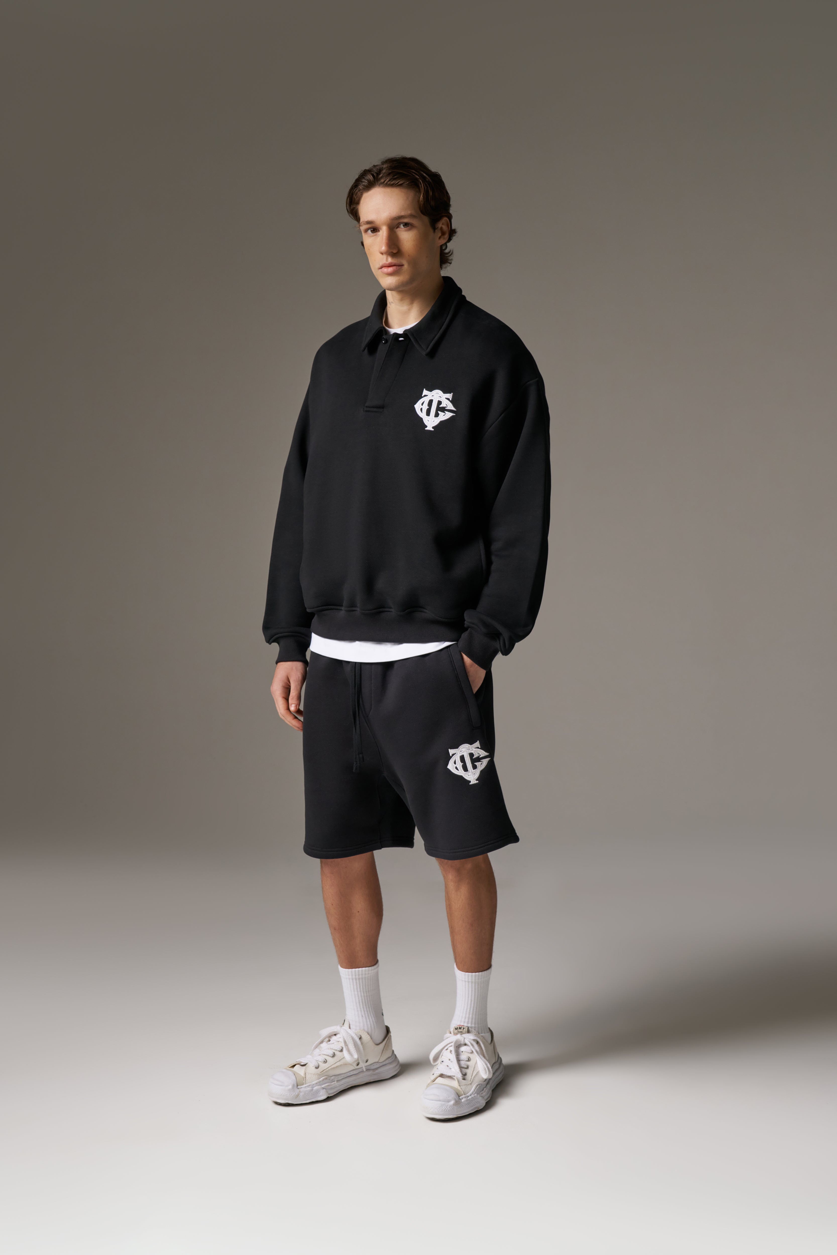 HEAVYWEIGHT MONOGRAM SHORTS - BLACK
