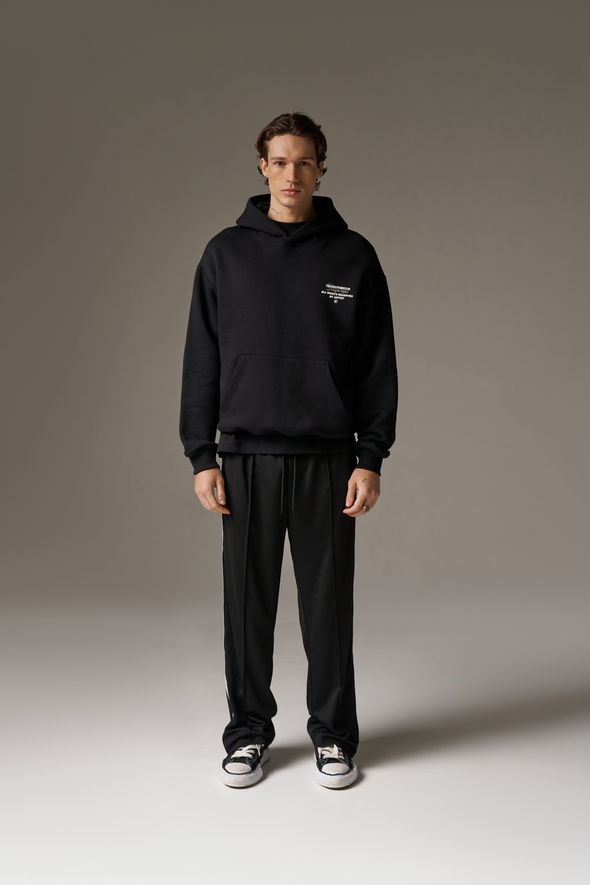 DESIGN DEPARTMENT CHEST PRINT HOODIE - BLACK
