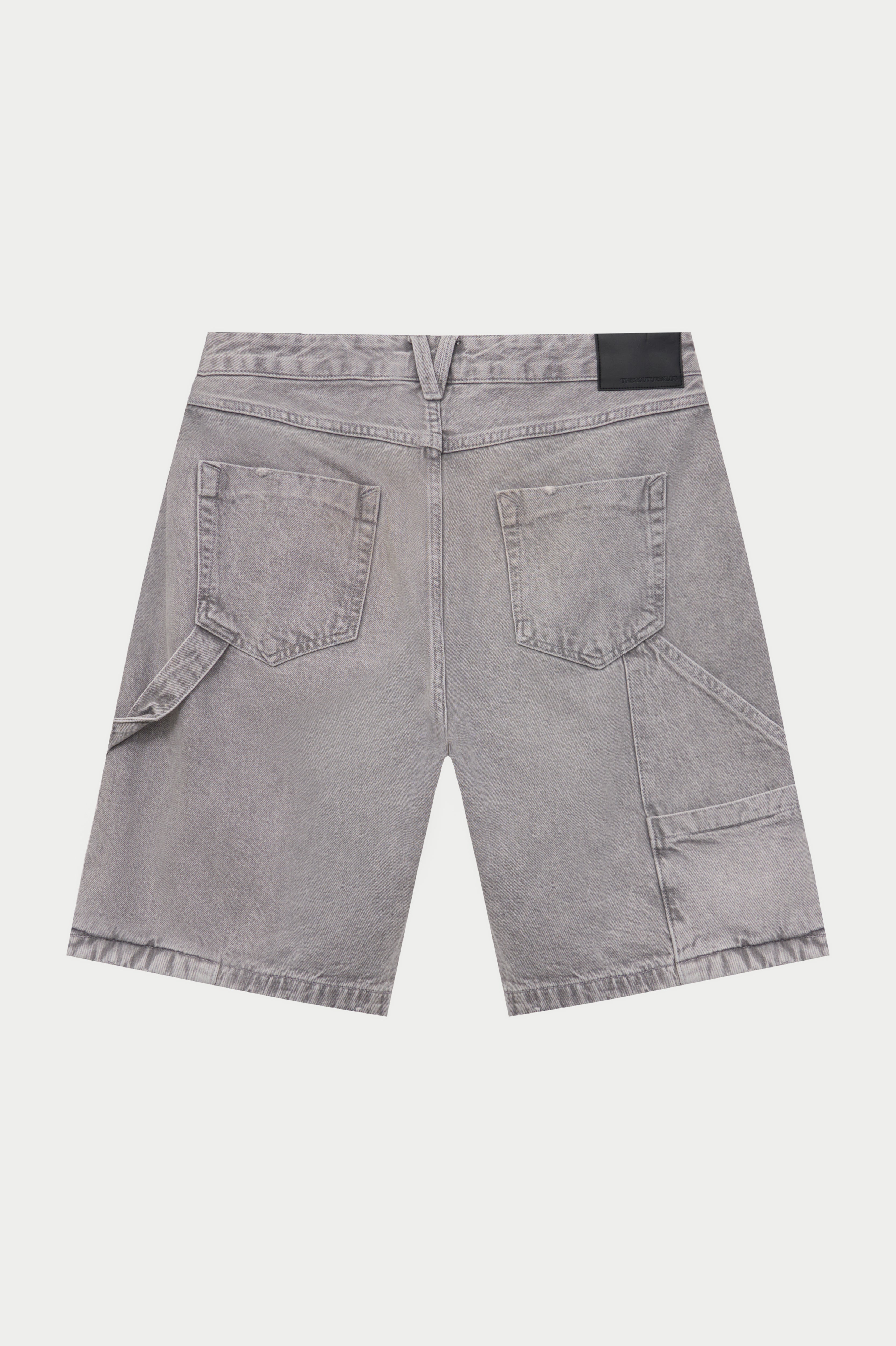 DENIM CARPENTER SHORTS - GREY WASH