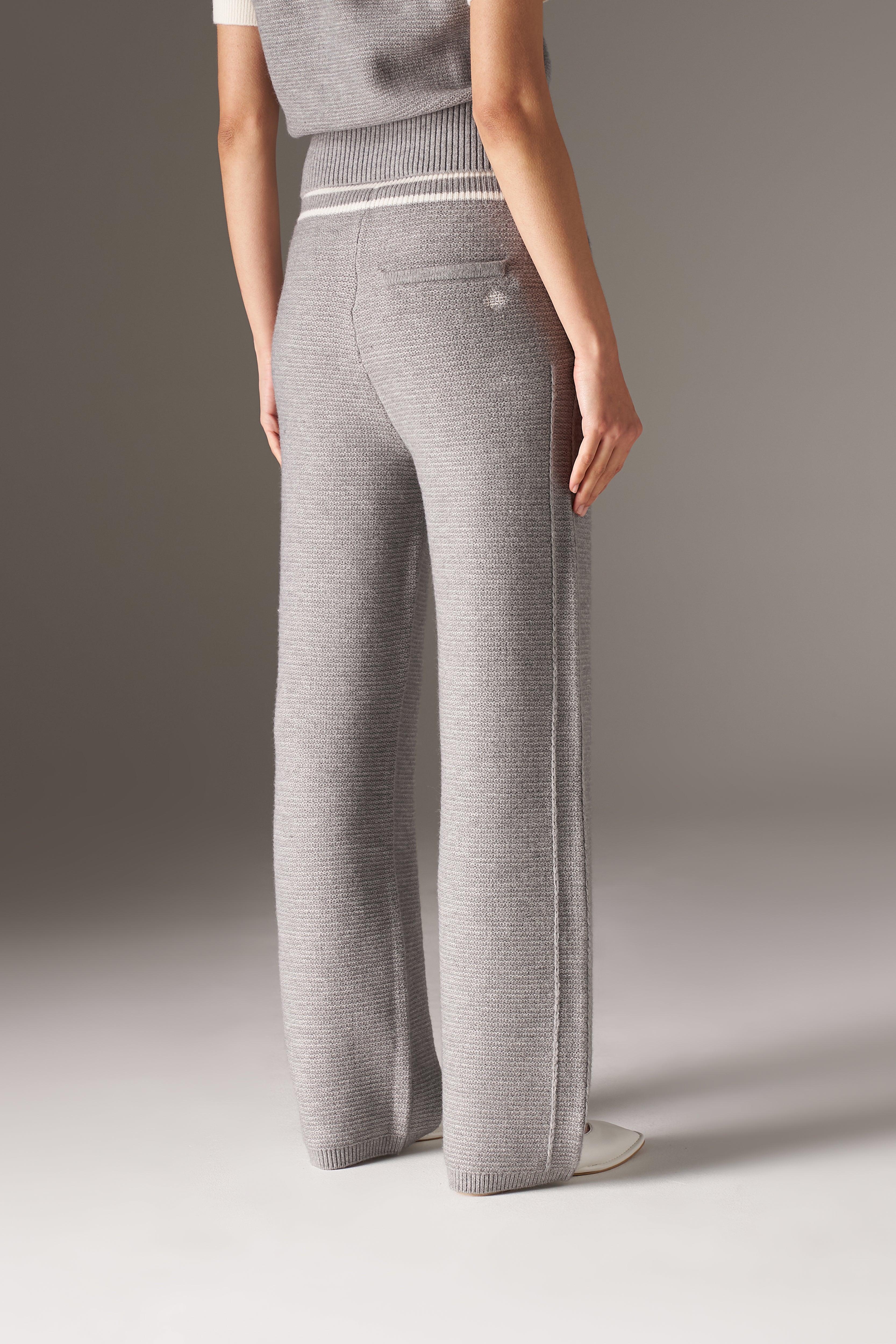 CONTRAST STRIPE KNITTED JOGGERS - GREY