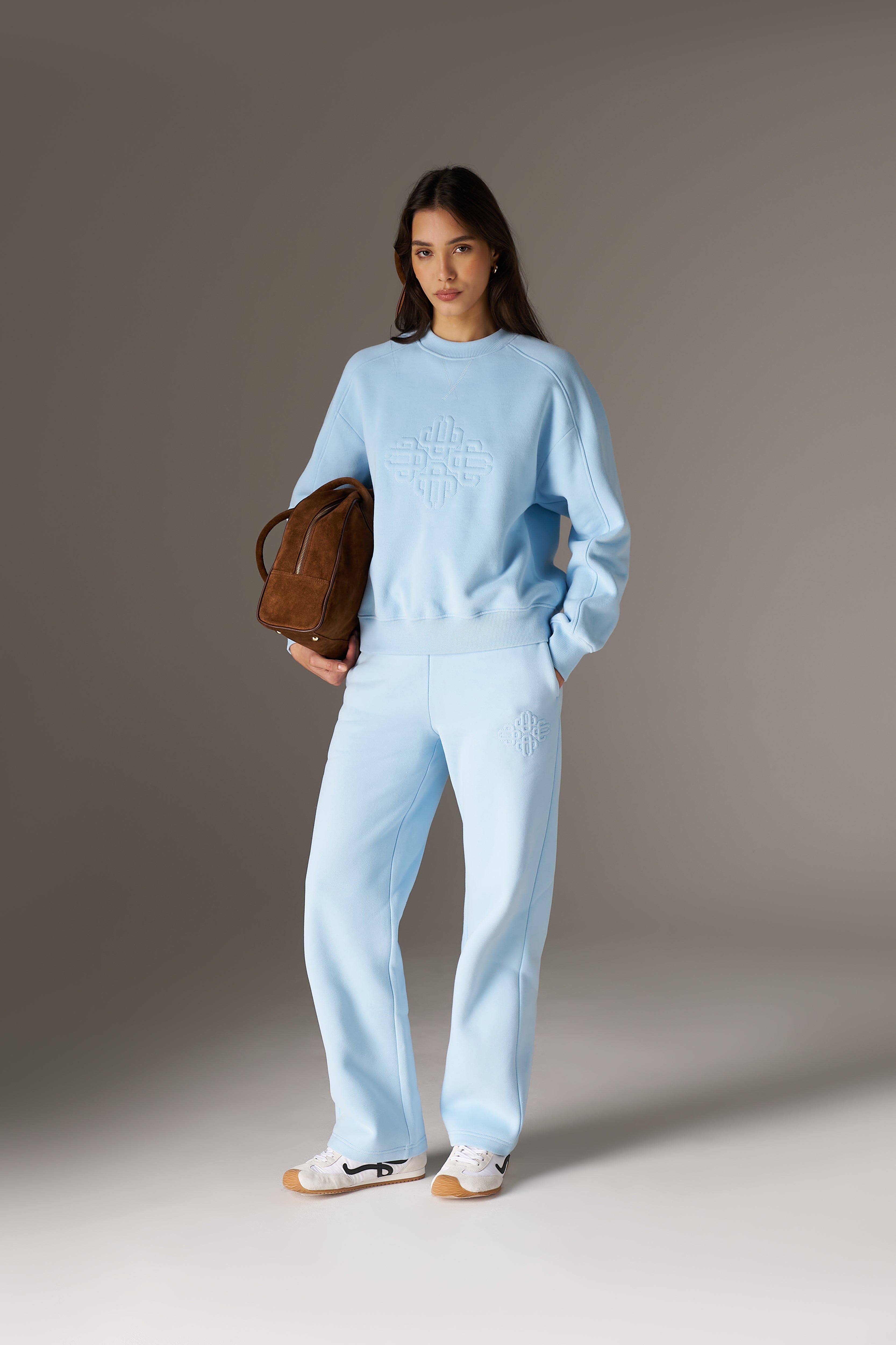 RAISED EMBLEM JOGGERS - POWDER BLUE