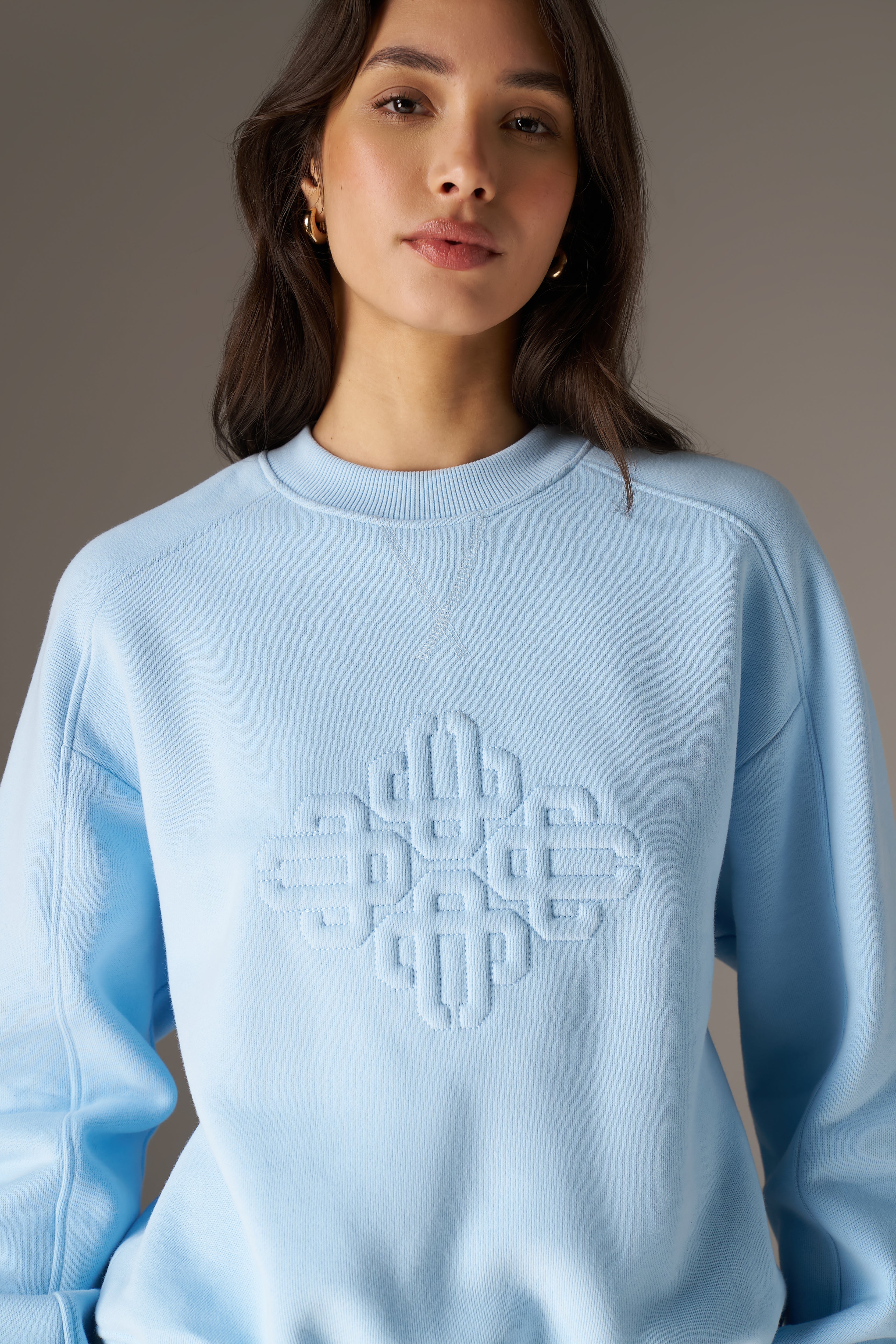 RAISED EMBLEM CREW - POWDER BLUE