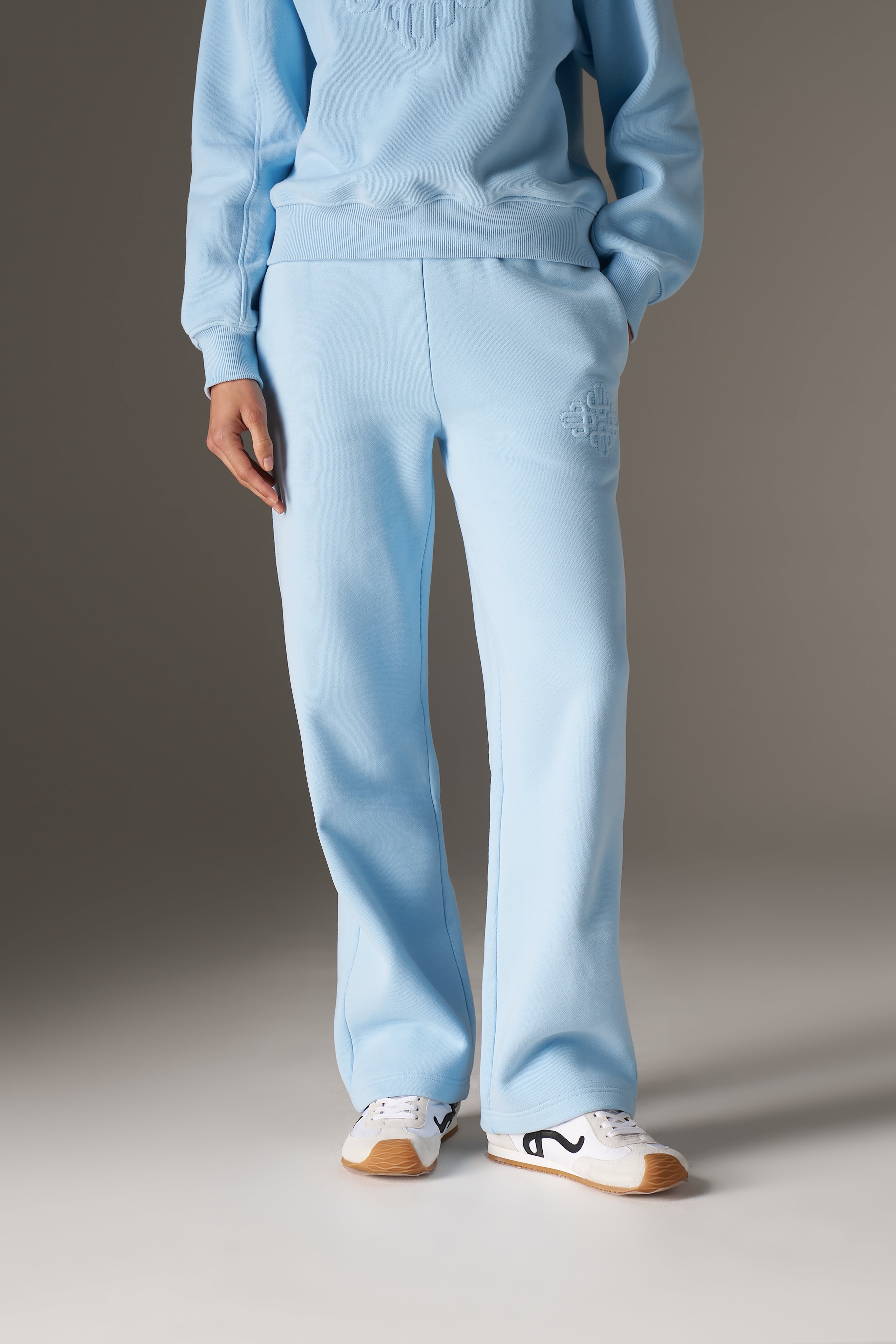 RAISED EMBLEM JOGGERS - POWDER BLUE