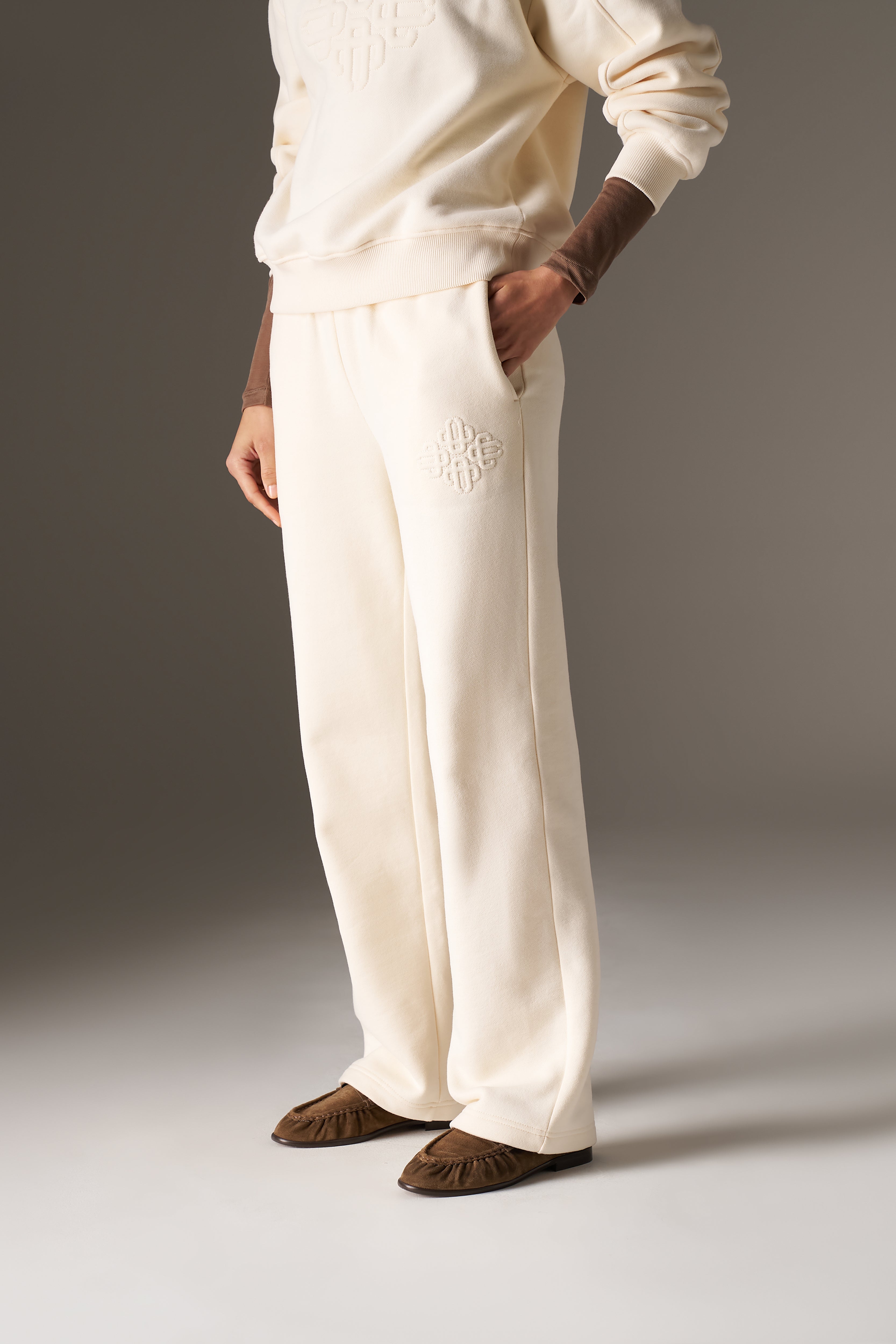 RAISED EMBLEM JOGGERS - BUTTERMILK