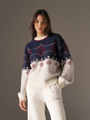 EMBLEM FAIR ISLE KNITTED JUMPER - NAVY