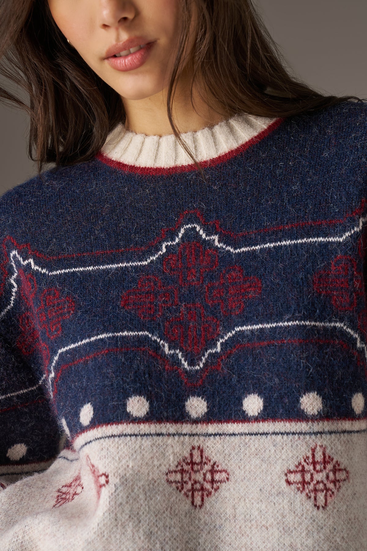 EMBLEM FAIR ISLE KNITTED JUMPER - NAVY
