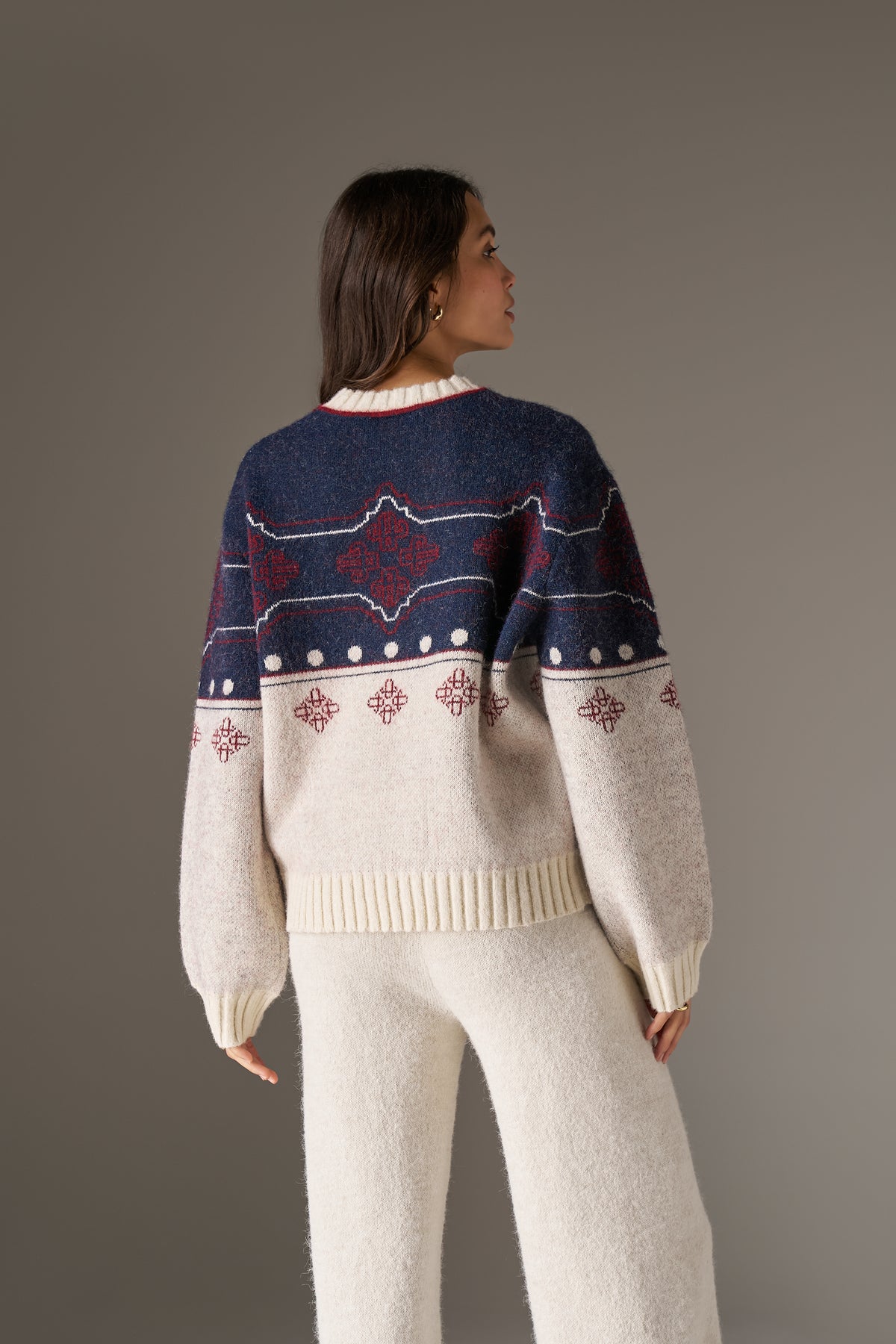 EMBLEM FAIR ISLE KNITTED JUMPER - NAVY