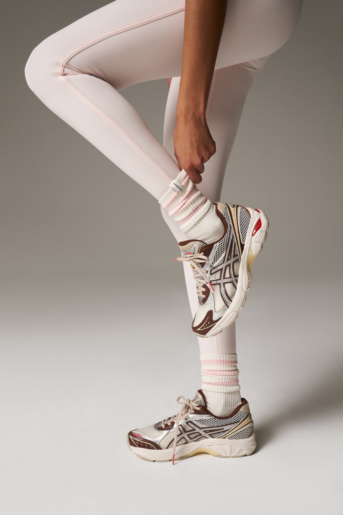 STRIPED BRANDED LABEL SOCK - PINK