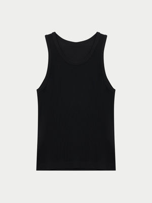 RIBBED JERSEY VEST - BLACK