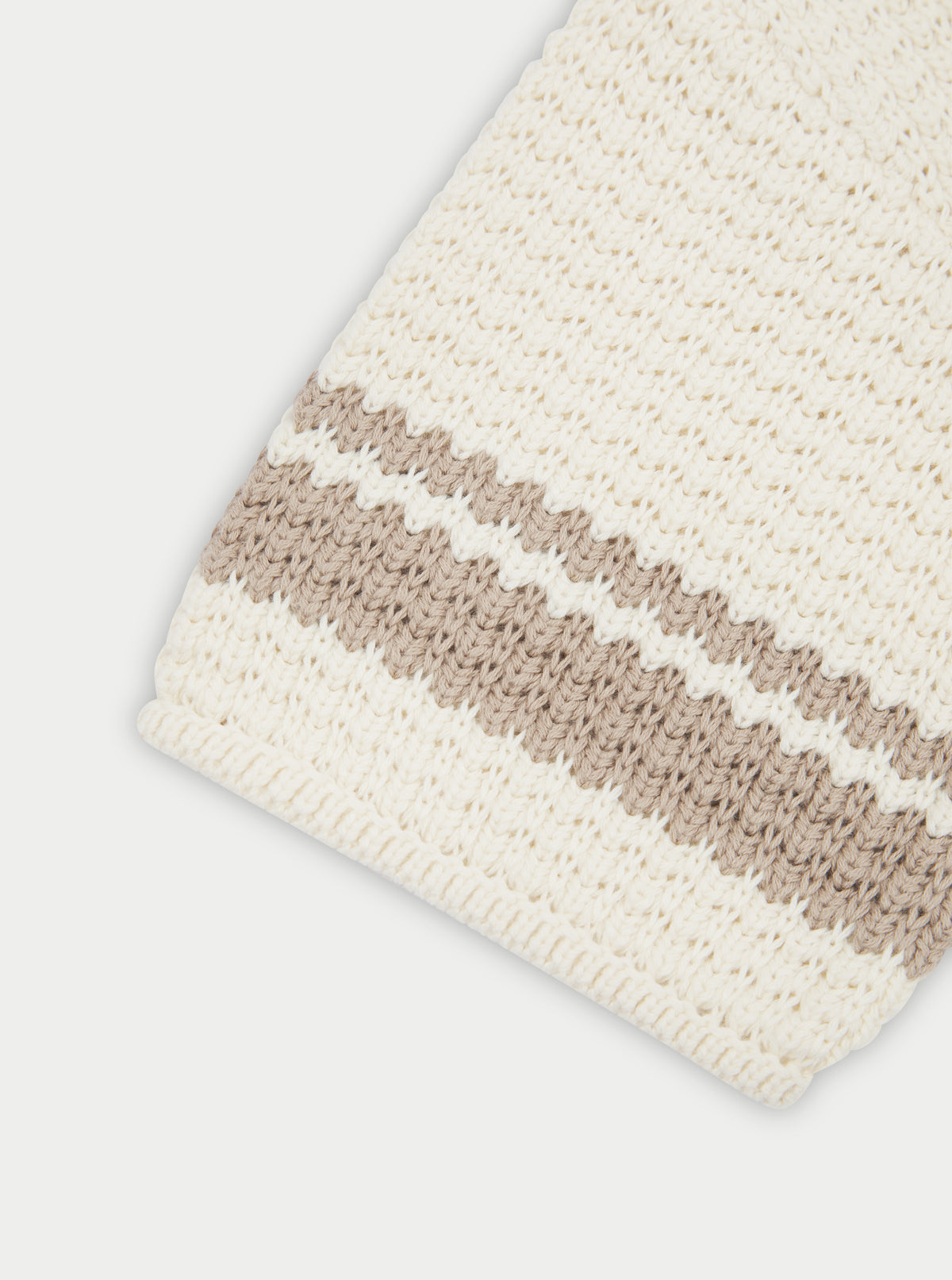 KIDS CROCHET KNITTED CONTRAST STRIPE T-SHIRT - OFF WHITE