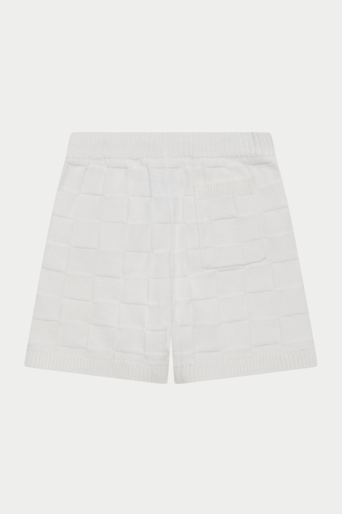 KIDS CHECKERBOARD KNITTED SHORT - OFF WHITE