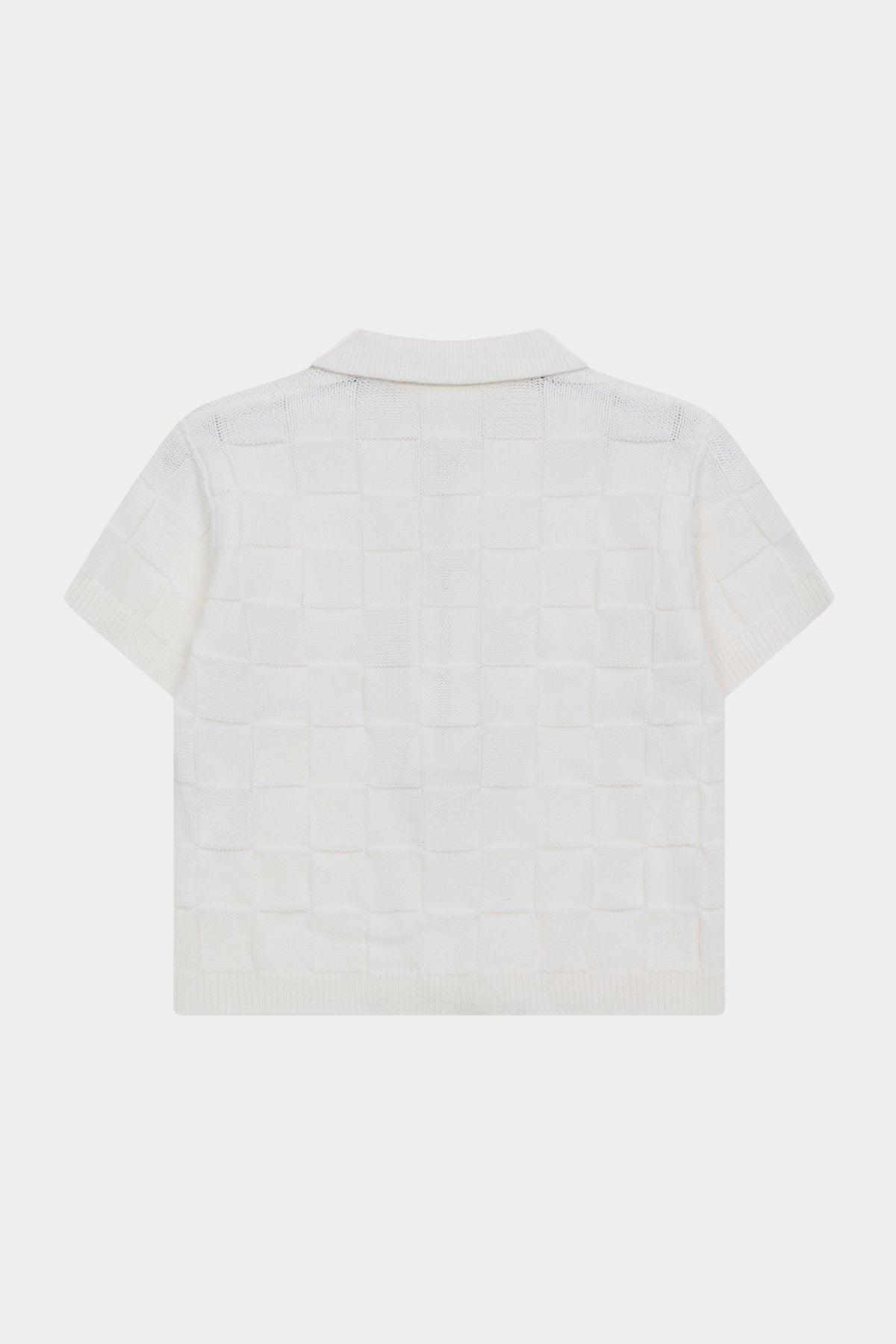 KIDS CHECKERBOARD KNITTED SHIRT - OFF WHITE