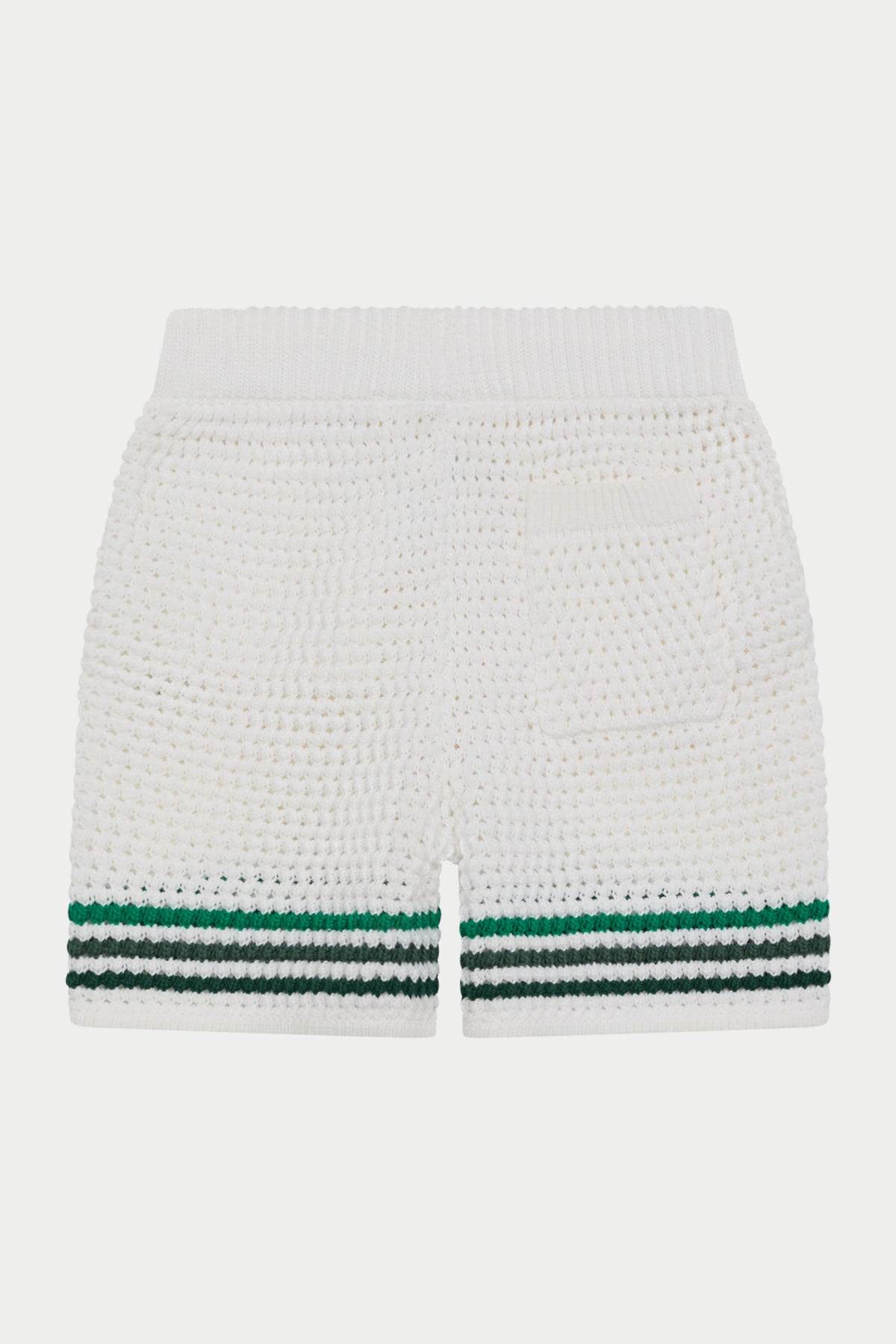 KIDS STRIPE CROCHET KNIT SHORTS - WHITE