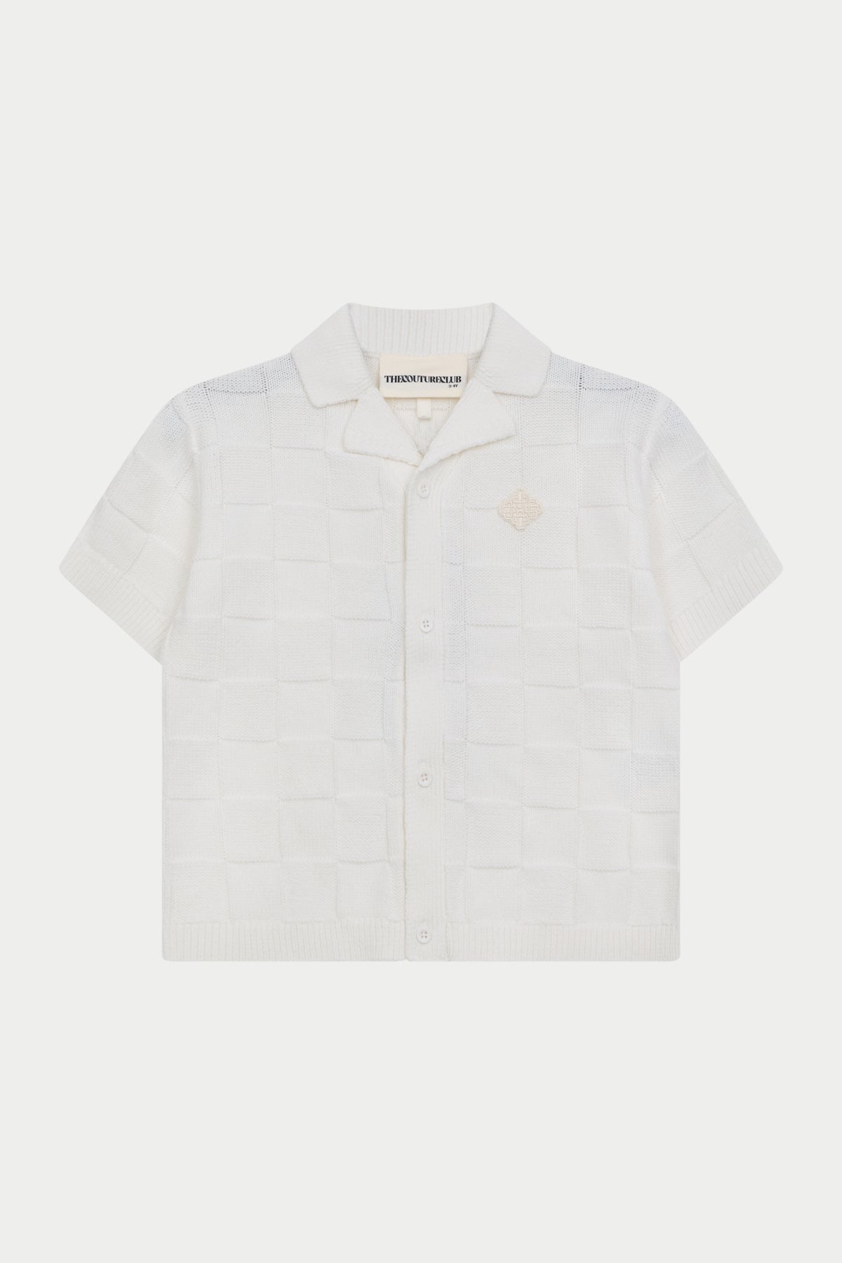 KIDS CHECKERBOARD KNITTED SHIRT - OFF WHITE