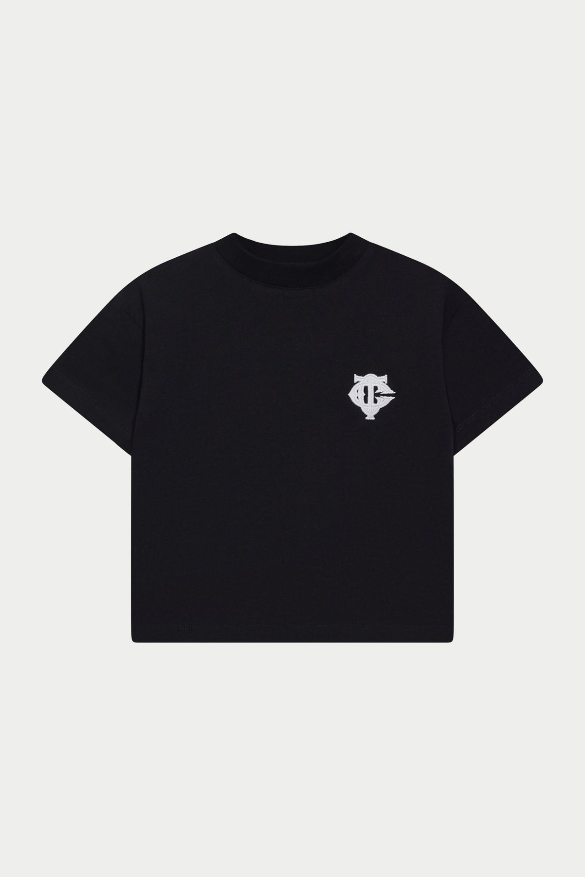 JUNIOR MONOGRAM EMBLEM APPLIQUE T-SHIRT - BLACK