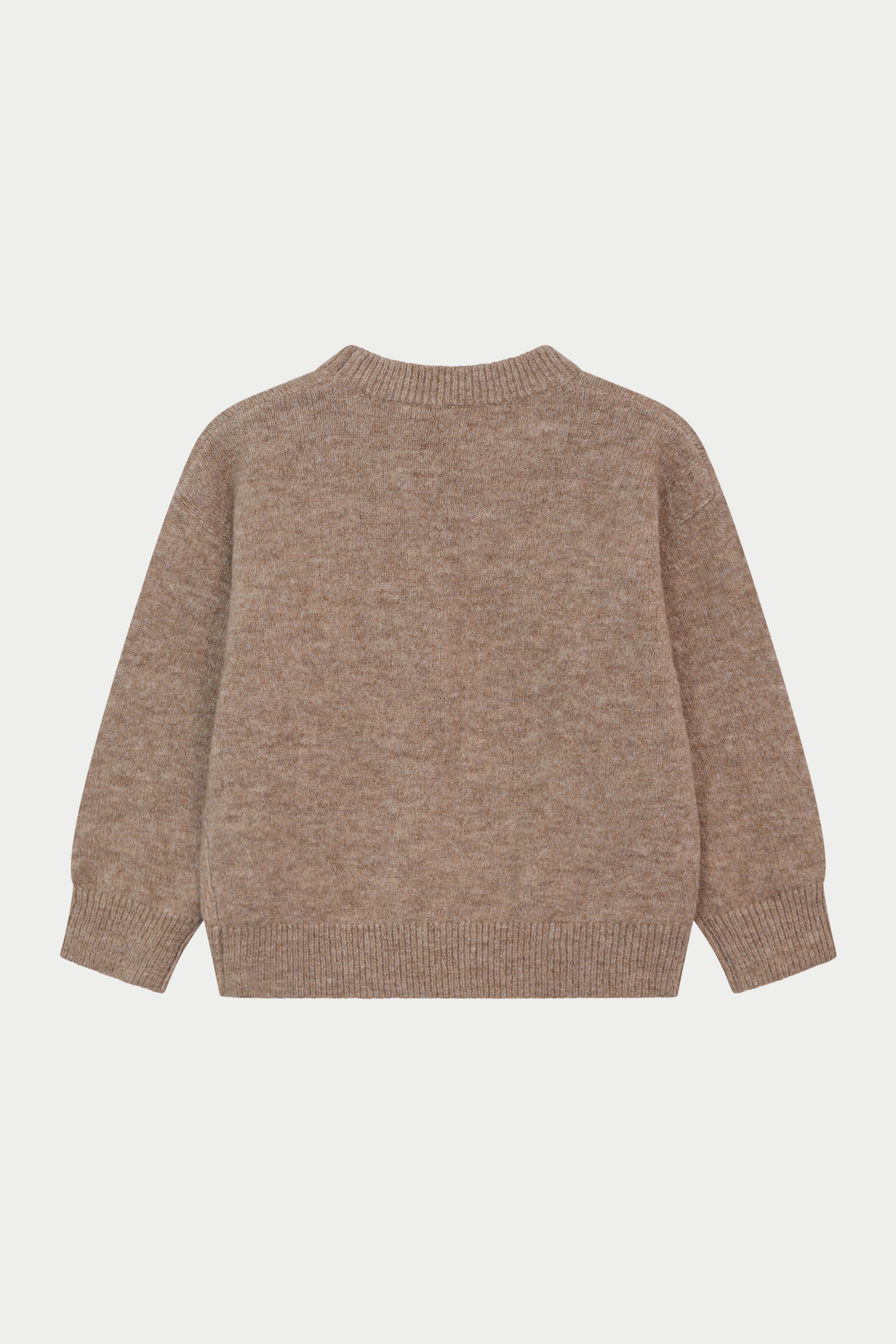 JUNIOR EMBLEM FLUFFY KNIT CREW - BEIGE