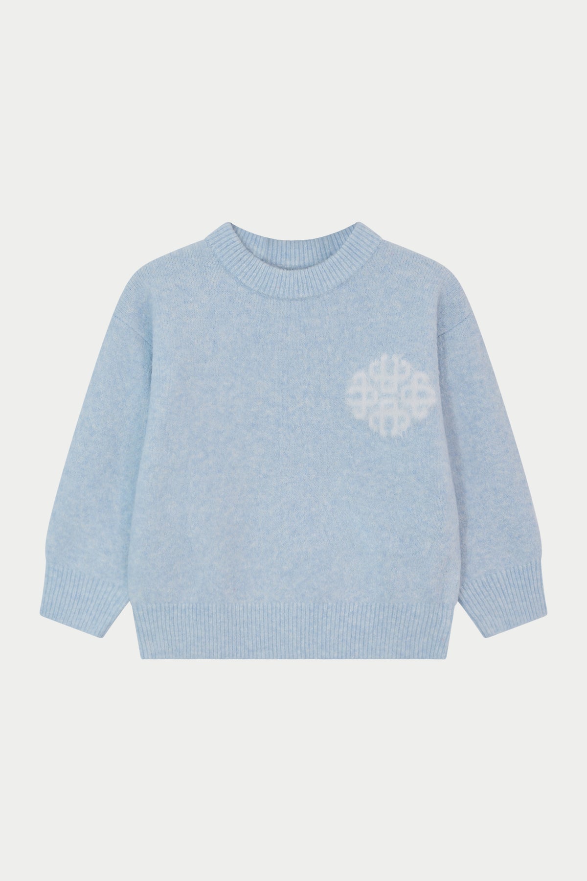 JUNIORS EMBLEM FLUFFY KNIT CREW - BLUE