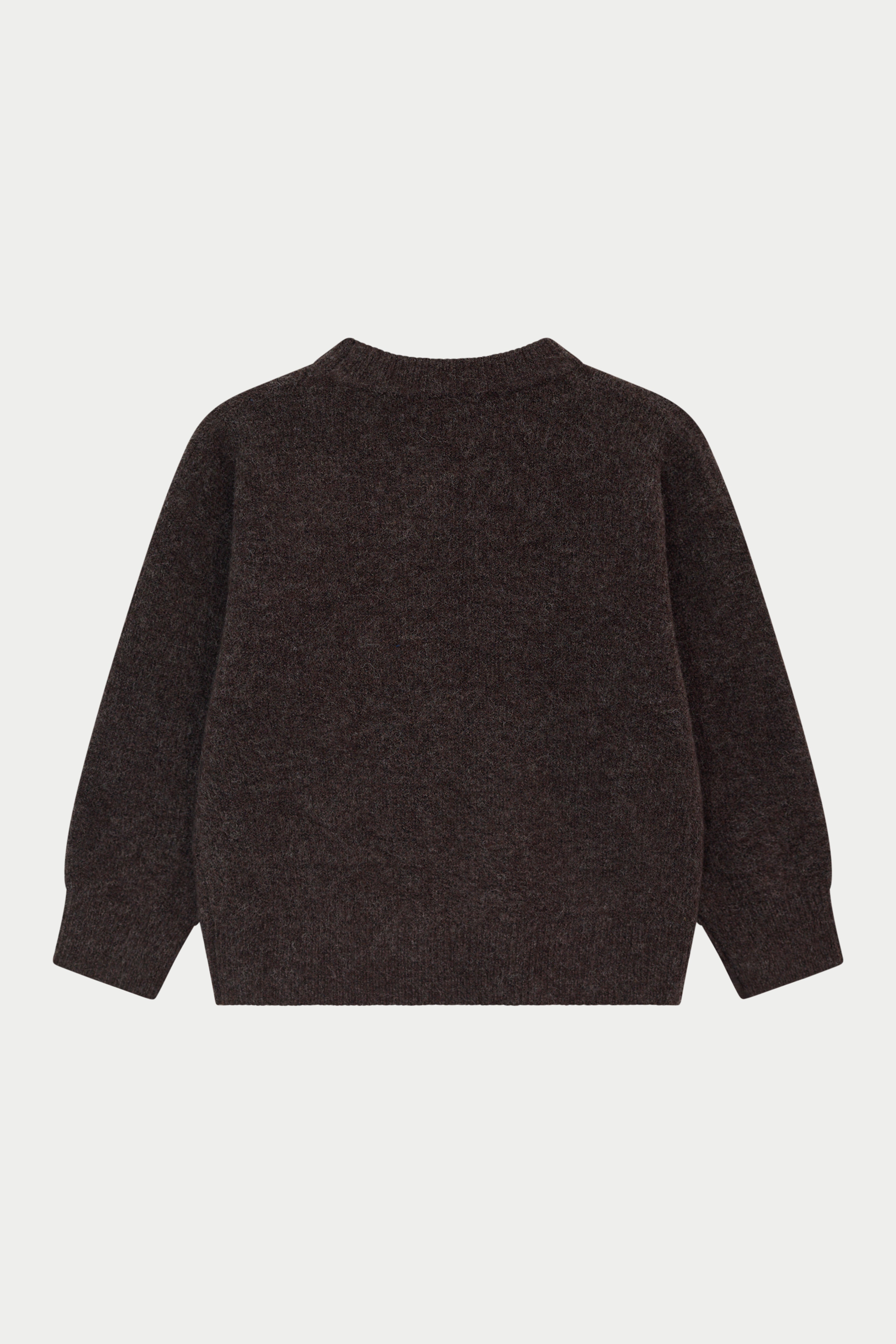 KIDS EMBLEM FLUFFY KNIT CREW - BROWN