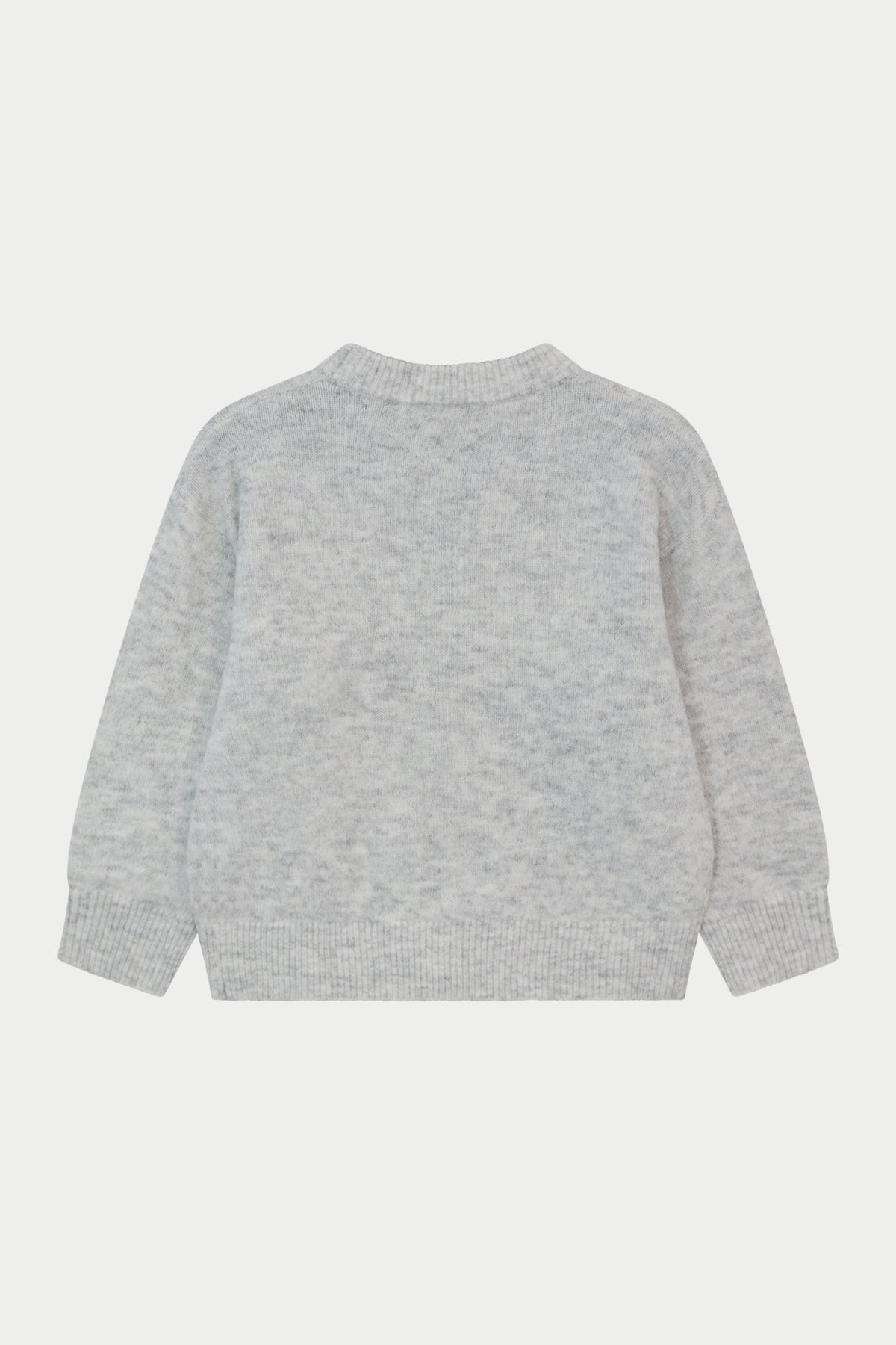 KIDS EMBLEM FLUFFY KNIT CREW - GREY MARL