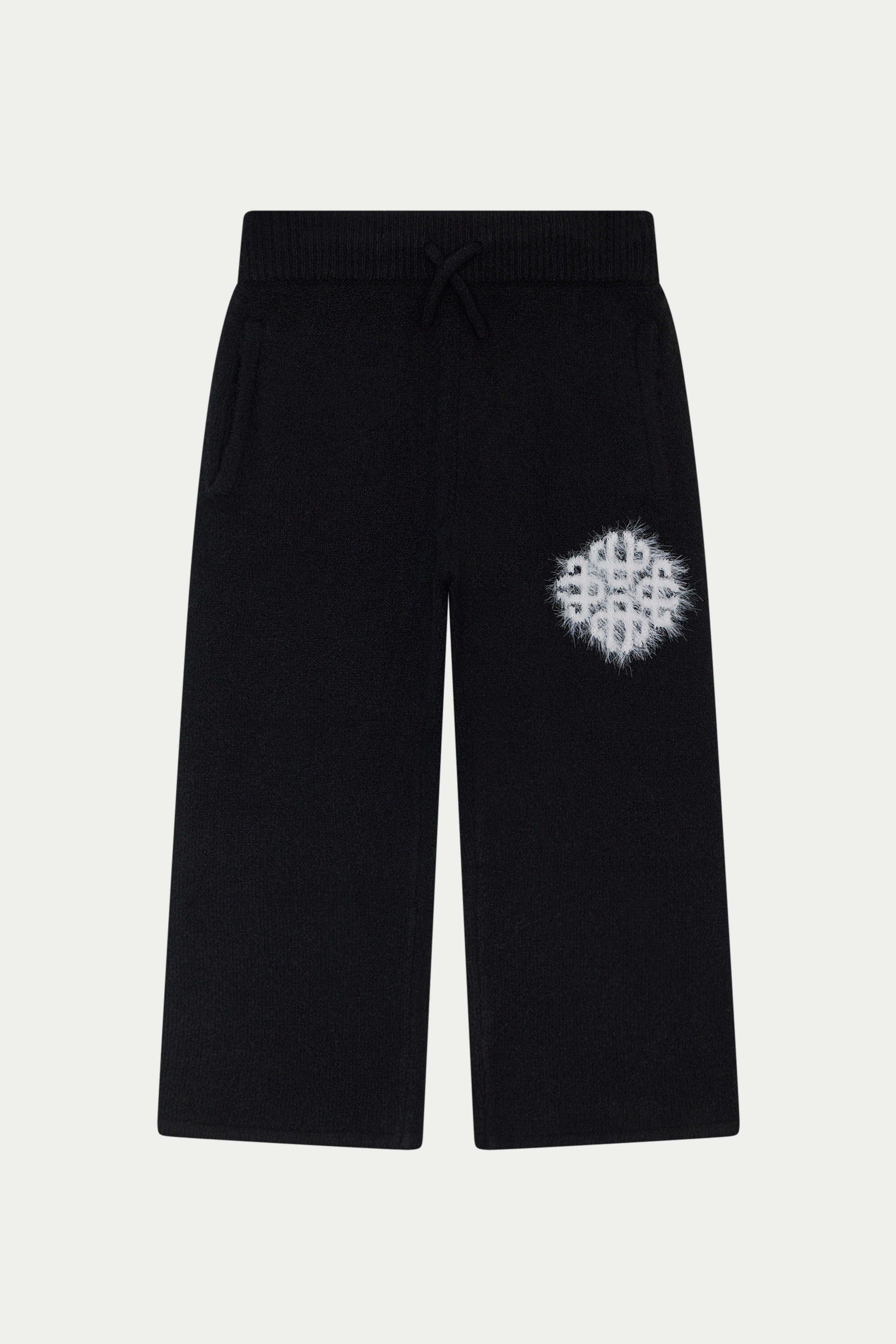 JUNIOR EMBLEM FLUFFY KNIT JOGGERS - BLACK