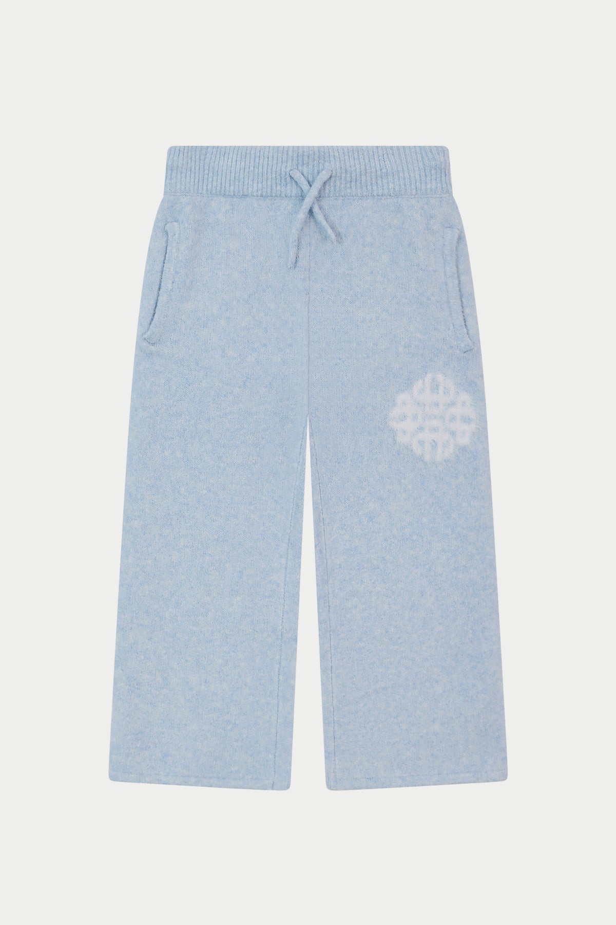 KIDS EMBLEM FLUFFY KNIT JOGGERS - BLUE