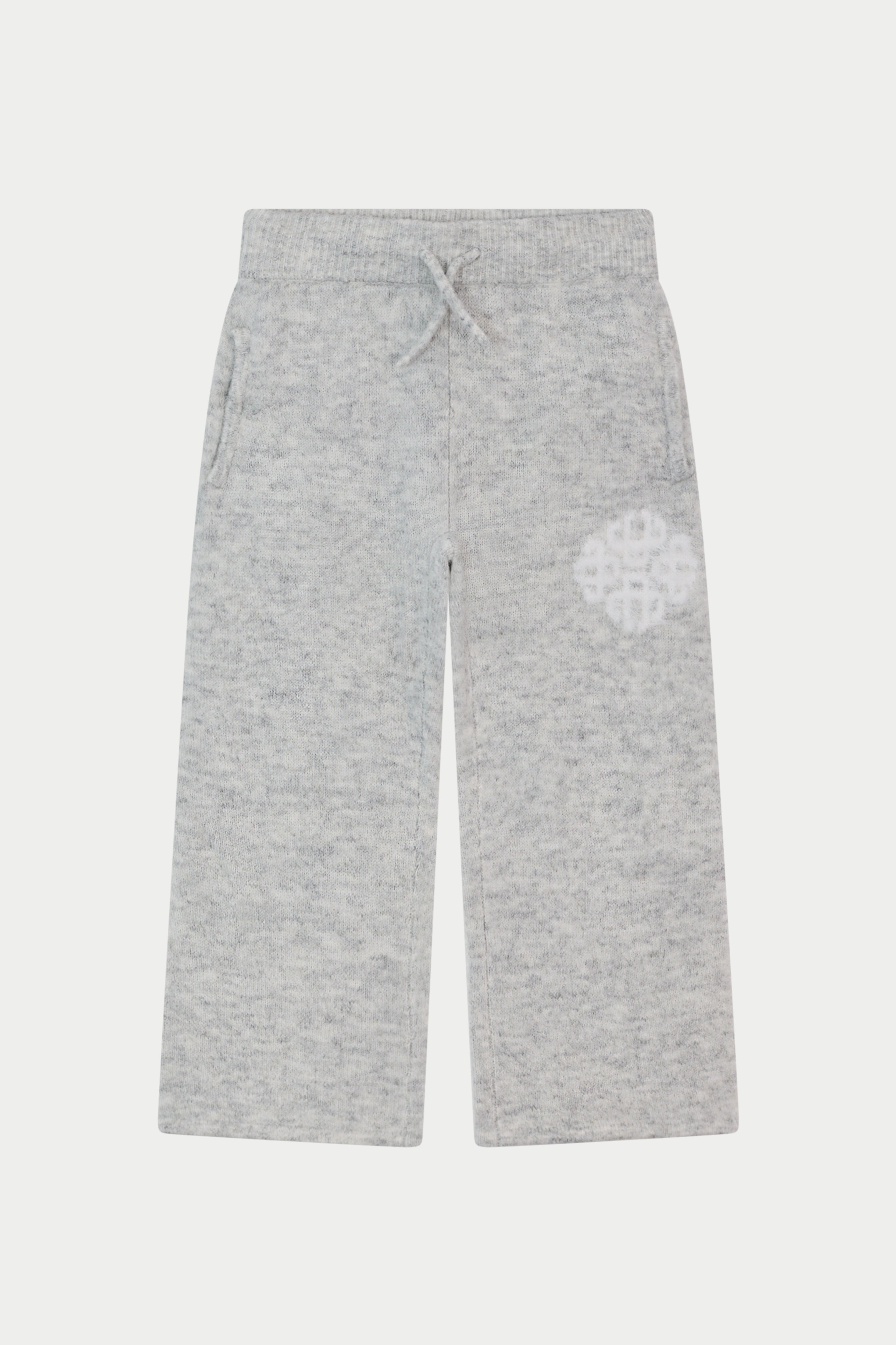 KIDS EMBLEM FLUFFY KNIT JOGGERS - GREY MARL