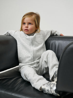 JUNIOR MONOGRAM FLUFFY KNIT ZIP THROUGH - GREY MARL