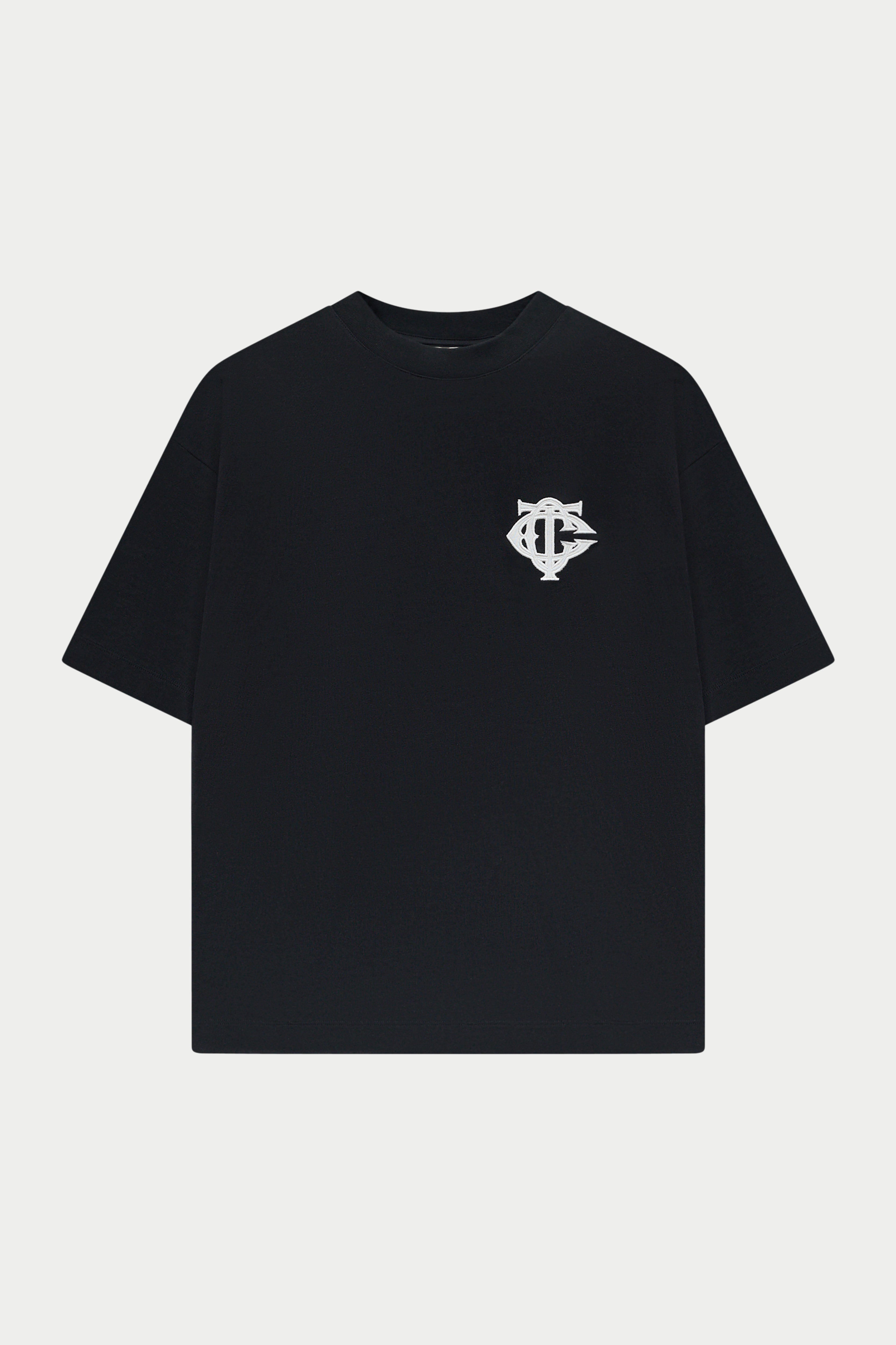 APPLIQUE MONOGRAM EMBLEM T-SHIRT - BLACK