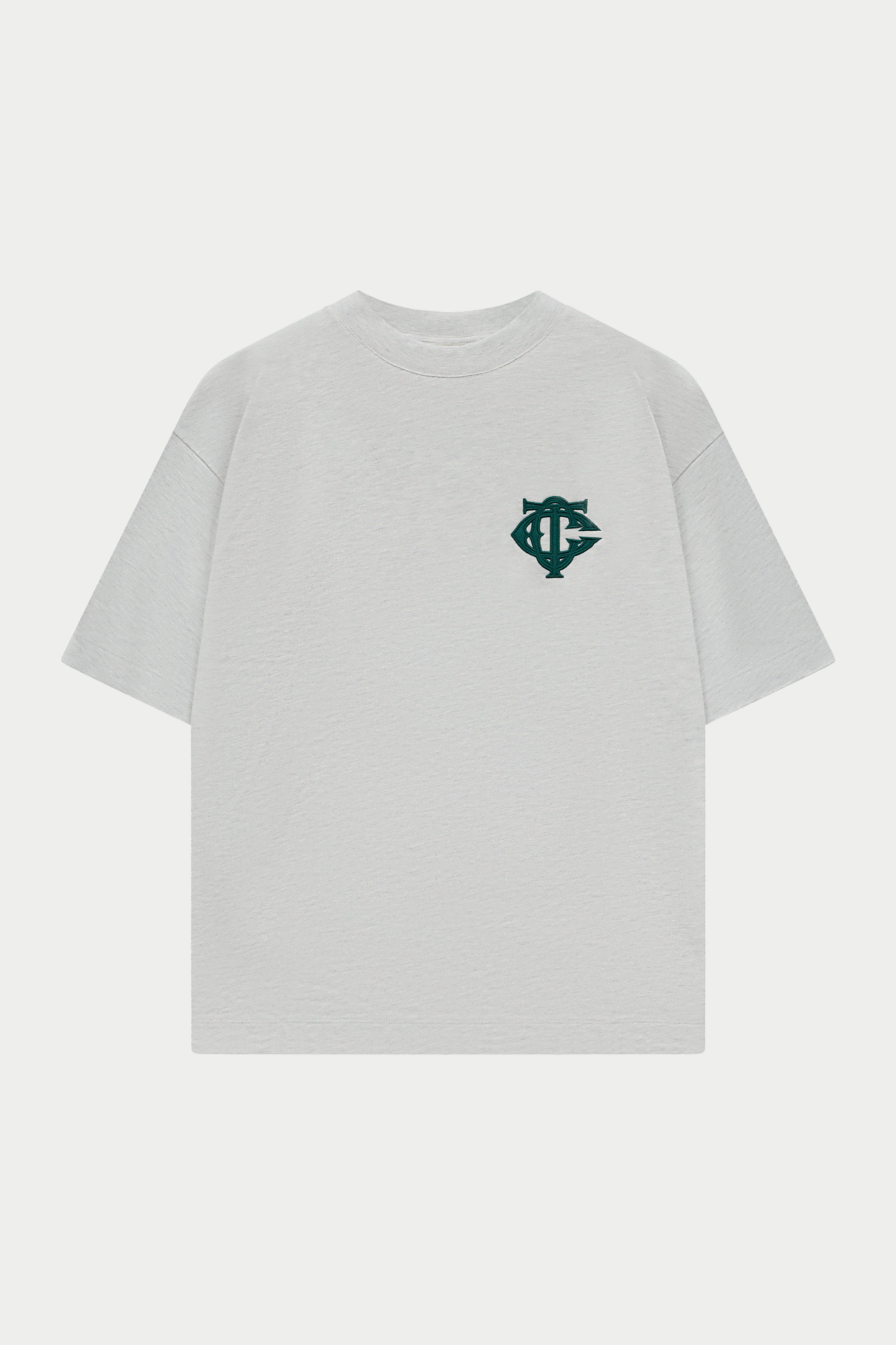 APPLIQUE MONOGRAM EMBLEM T-SHIRT - GREY MARL