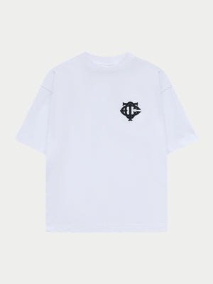 APPLIQUE MONOGRAM EMBLEM T-SHIRT - WHITE