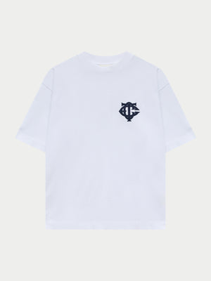 APPLIQUE MONOGRAM EMBLEM T-SHIRT - WHITE NAVY