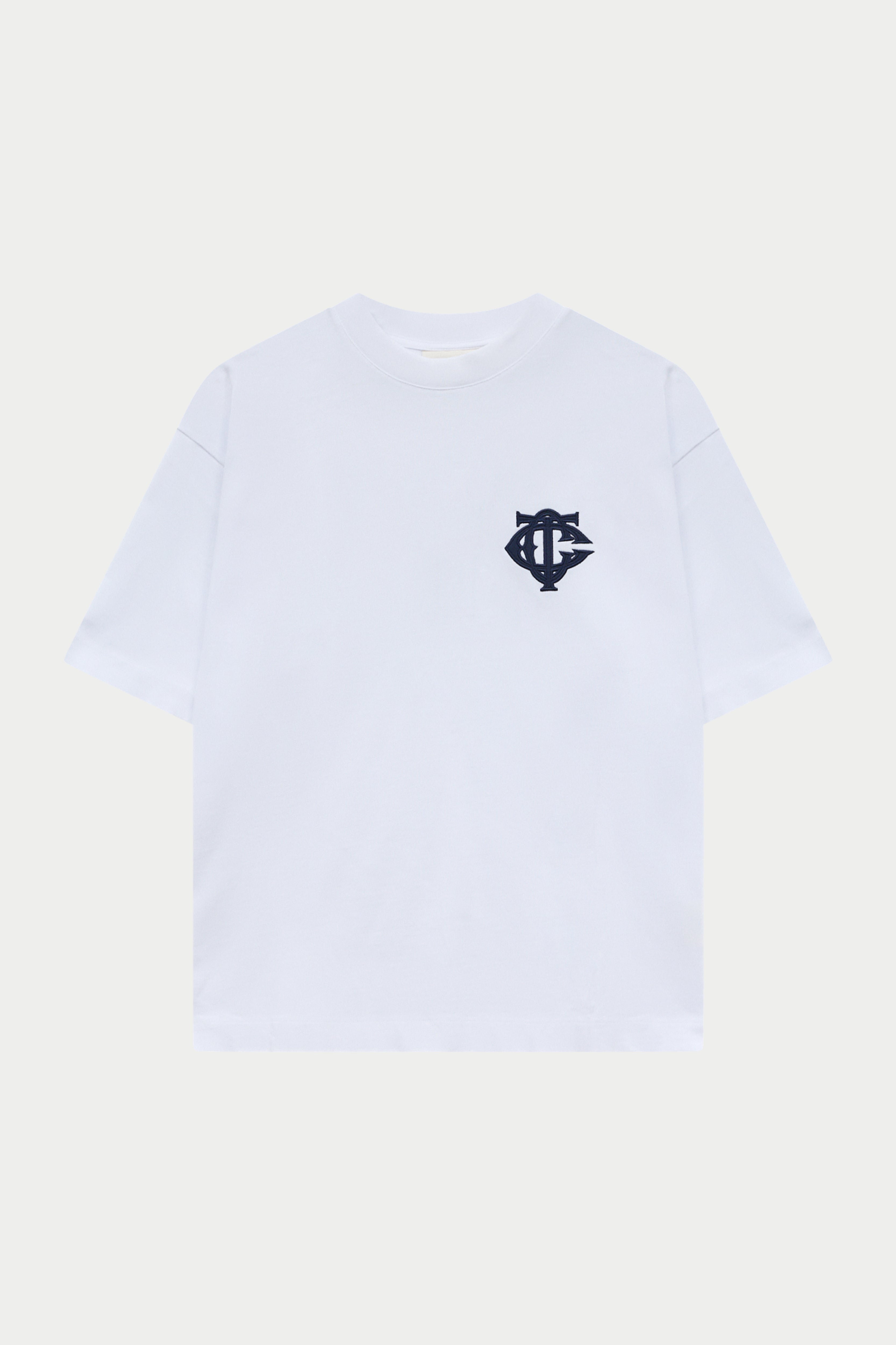 APPLIQUE MONOGRAM EMBLEM T-SHIRT - WHITE NAVY