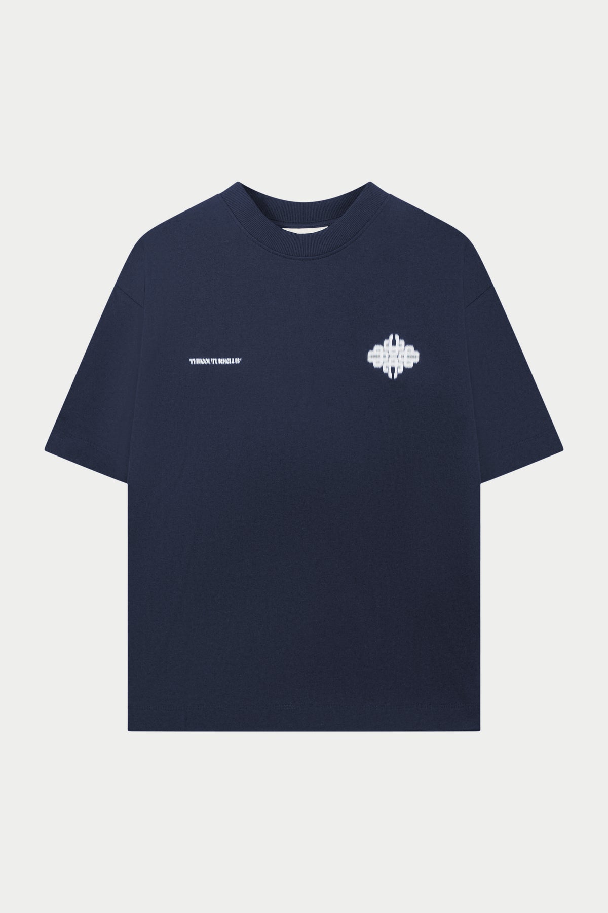 MOTION BLURRED EMBLEM T-SHIRT - NAVY WHITE