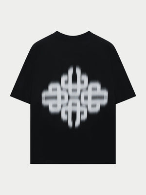 MOTION BLURRED EMBLEM T-SHIRT - BLACK