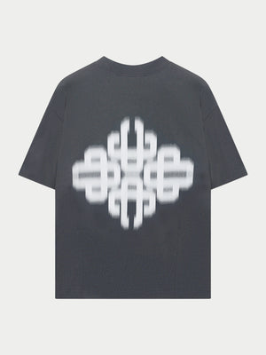 MOTION BLURRED EMBLEM T-SHIRT - CHARCOAL