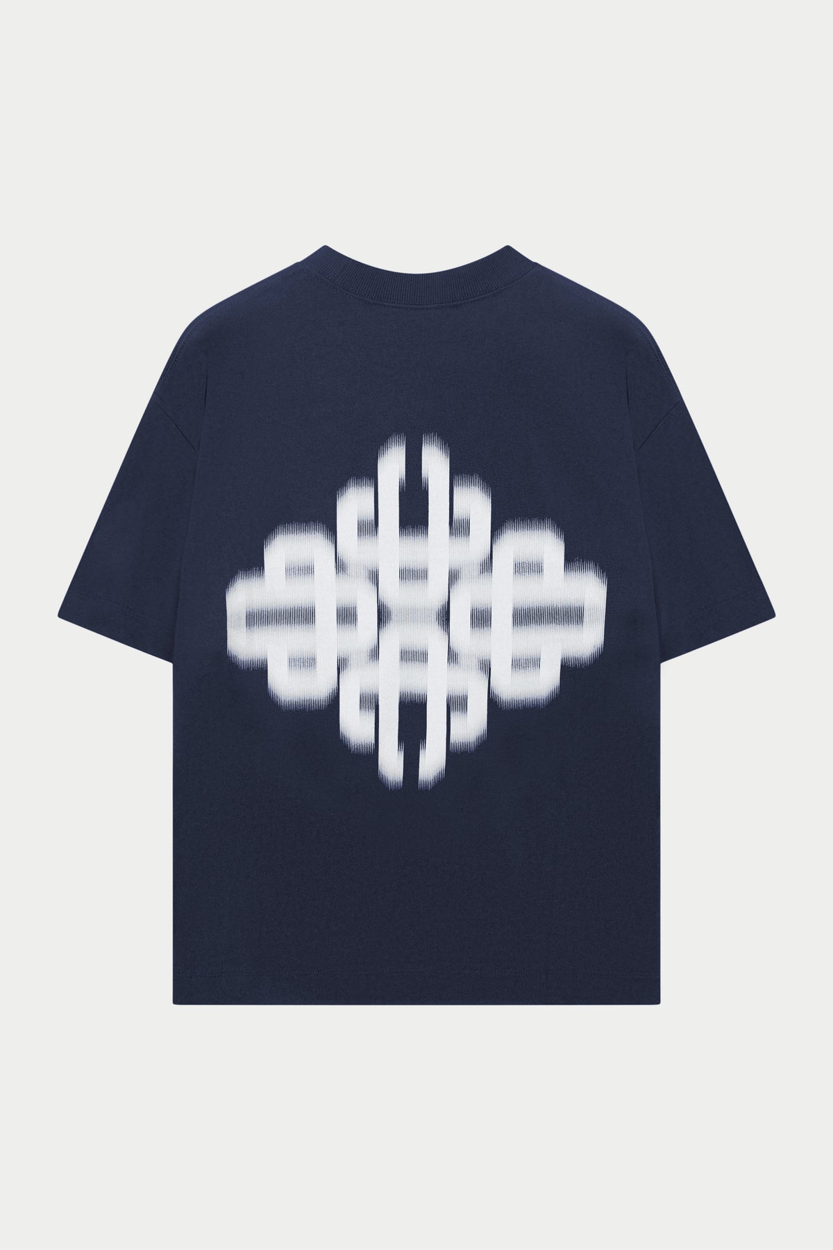 MOTION BLURRED EMBLEM T-SHIRT - NAVY WHITE