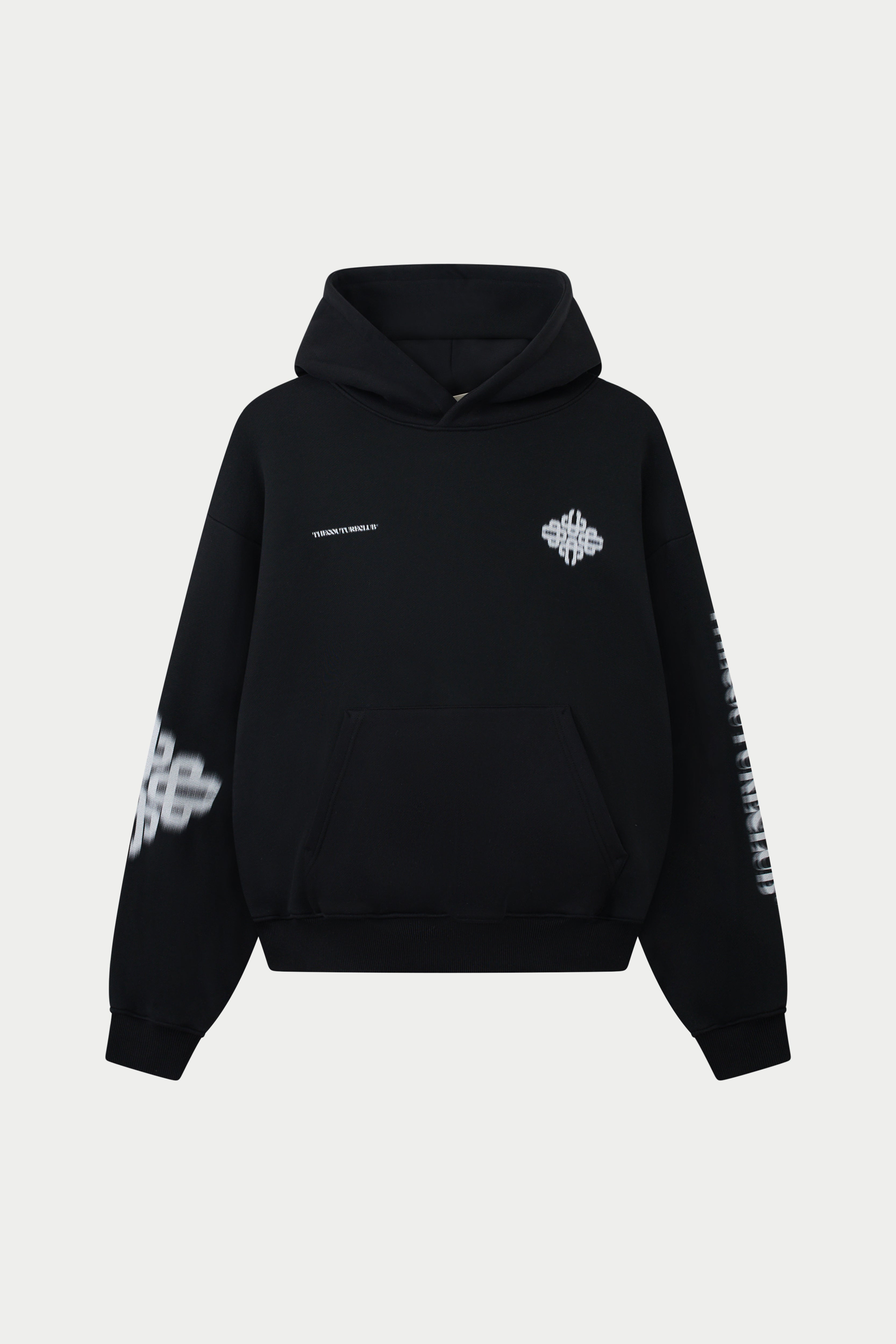 MOTION BLURRED EMBLEM HOODIE - BLACK