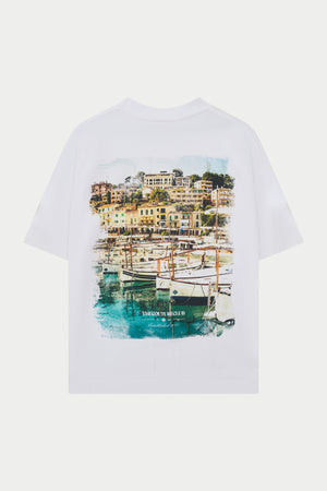 WATERCOLOUR YACHT CLUB PRINTED T-SHIRT - WHITE