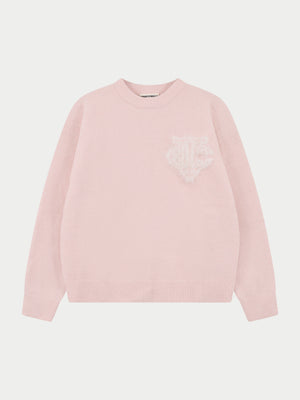 MONOGRAM FLUFFY KNIT CREW - PINK