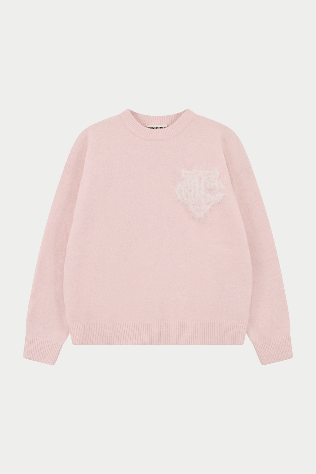 MONOGRAM FLUFFY KNIT CREW - PINK