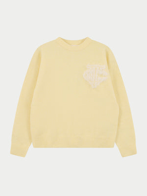 MONOGRAM FLUFFY KNIT CREW - YELLOW