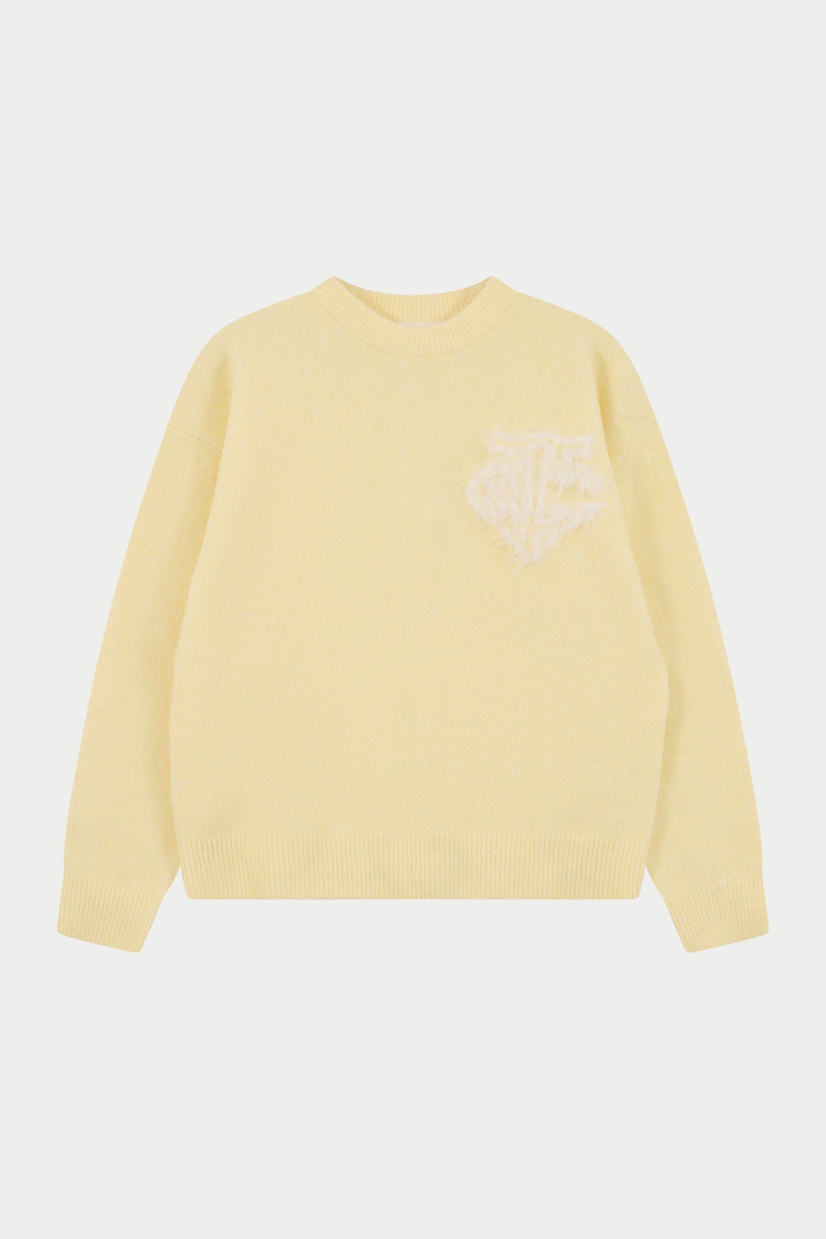 MONOGRAM FLUFFY KNIT CREW - YELLOW