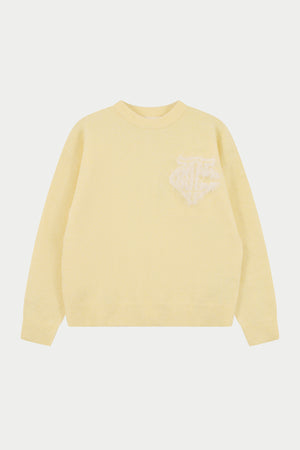 MONOGRAM FLUFFY KNIT CREW - YELLOW
