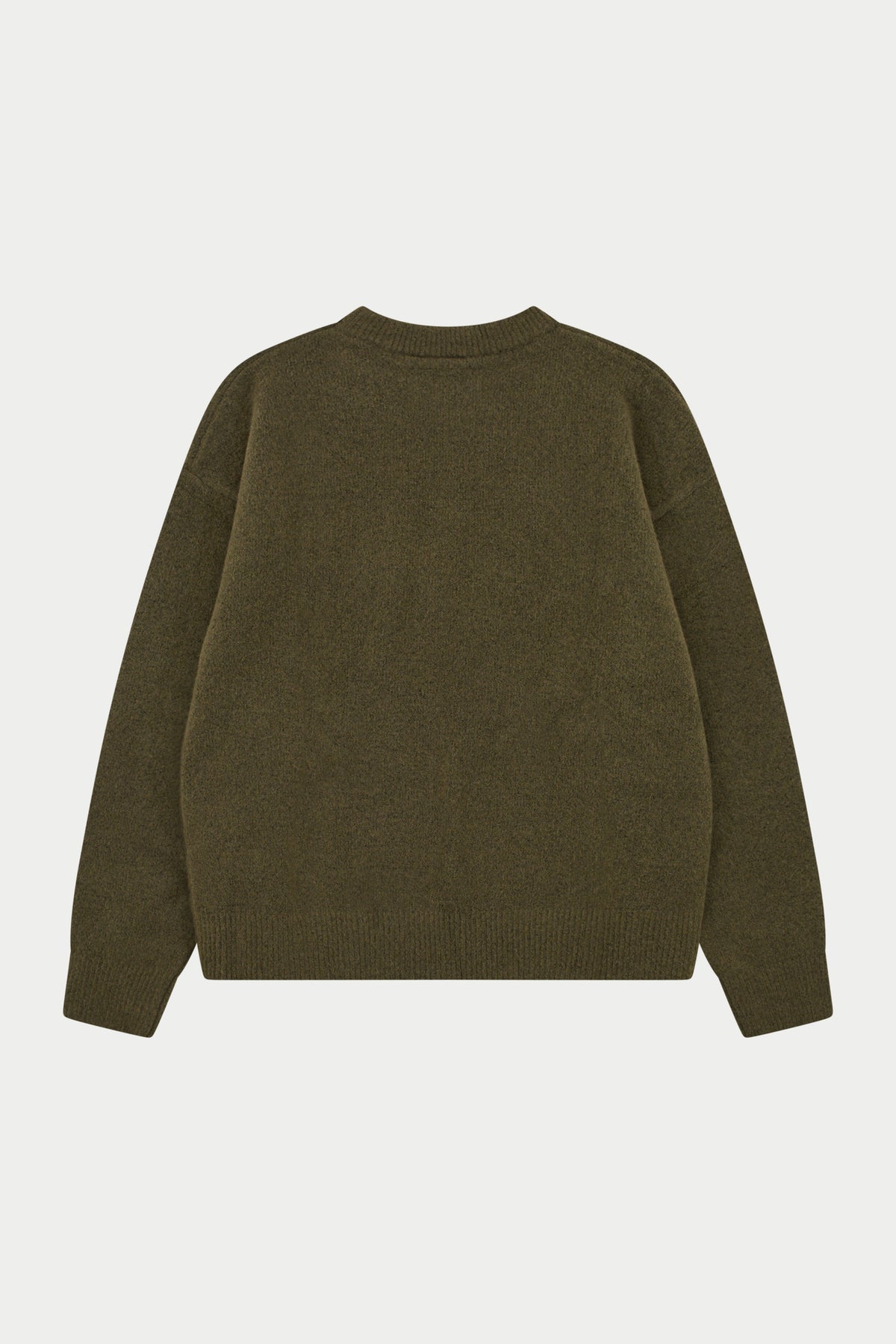 MONOGRAM FLUFFY KNIT CREW - KHAKI