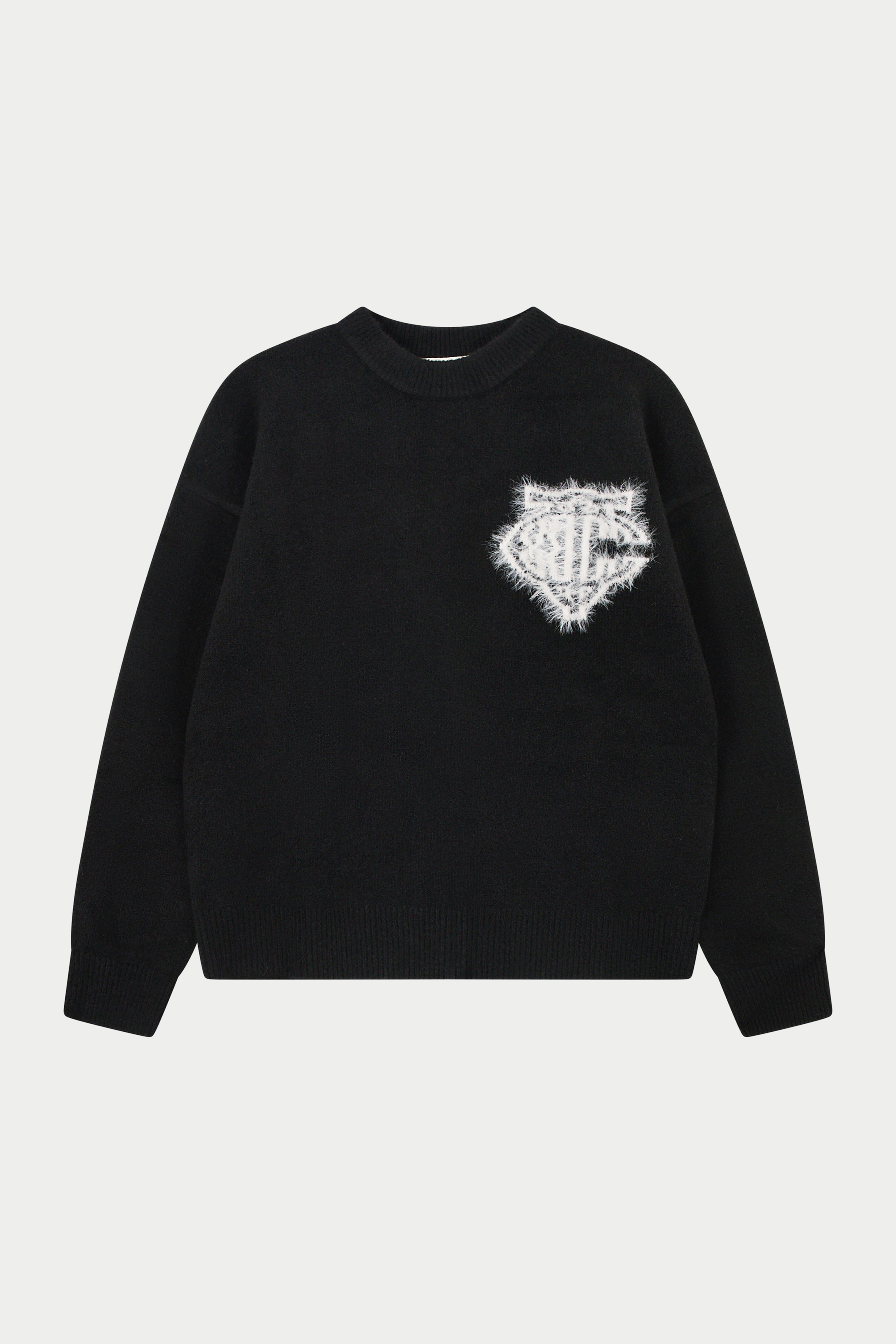 MONOGRAM FLUFFY KNIT CREW - BLACK – The Couture Club