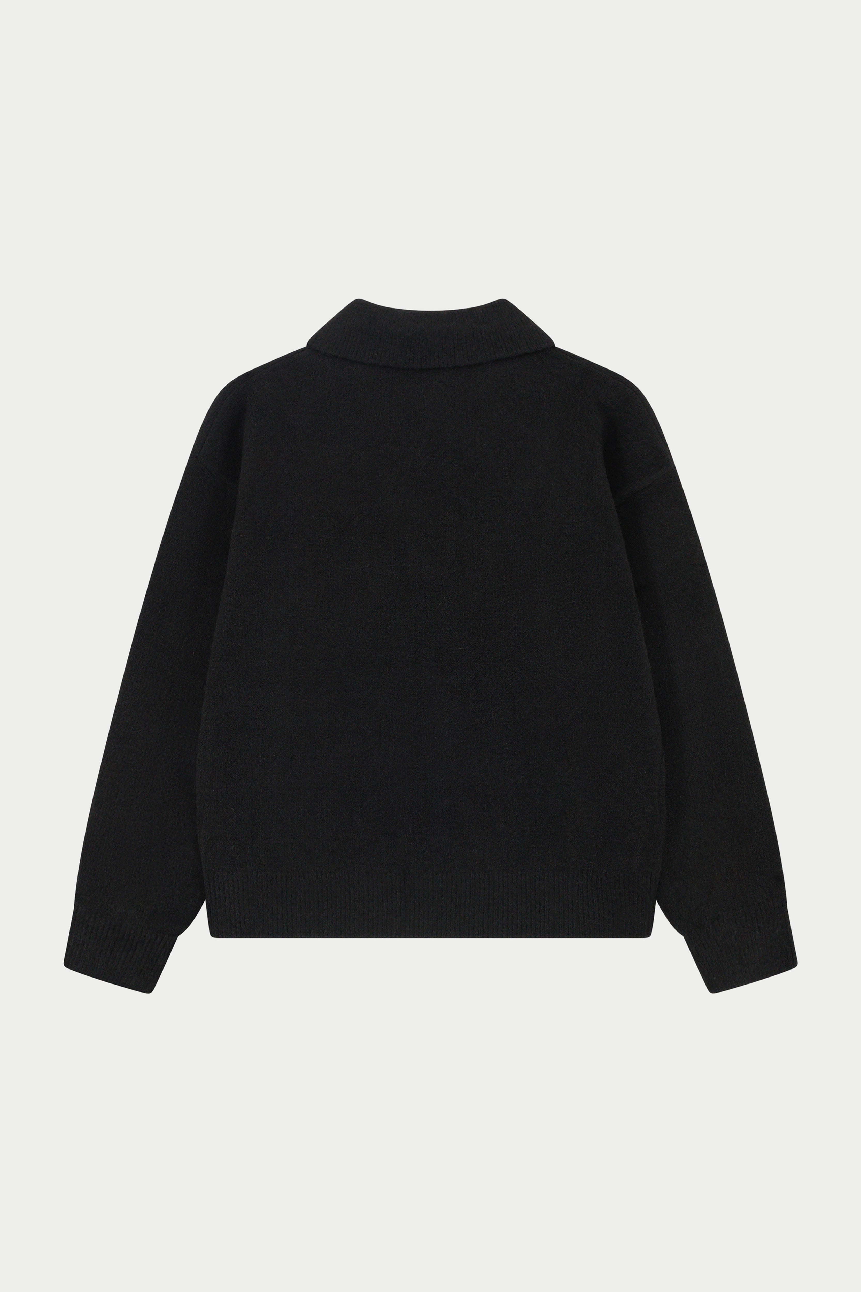 MONOGRAM FLUFFY KNIT POLO - BLACK